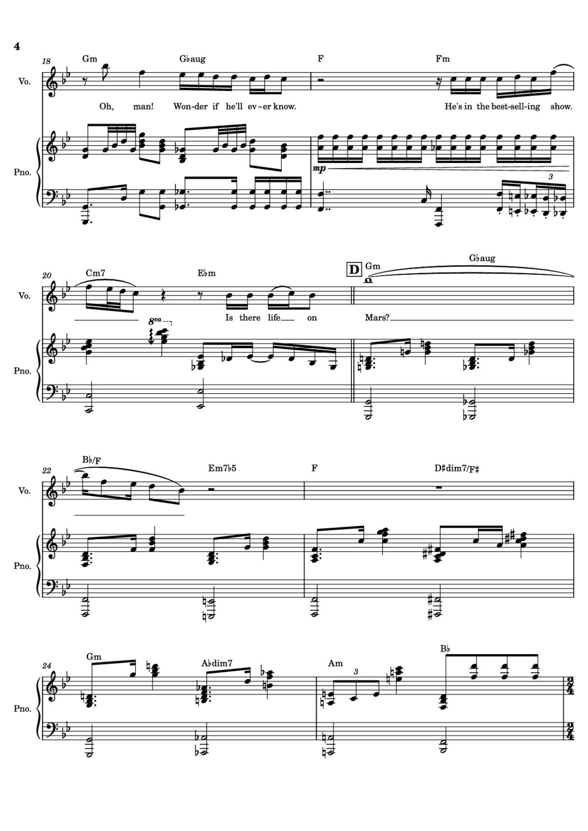Page 4 of the piano sheet music PDF – Life On Mars? – David Bowie by Undefined