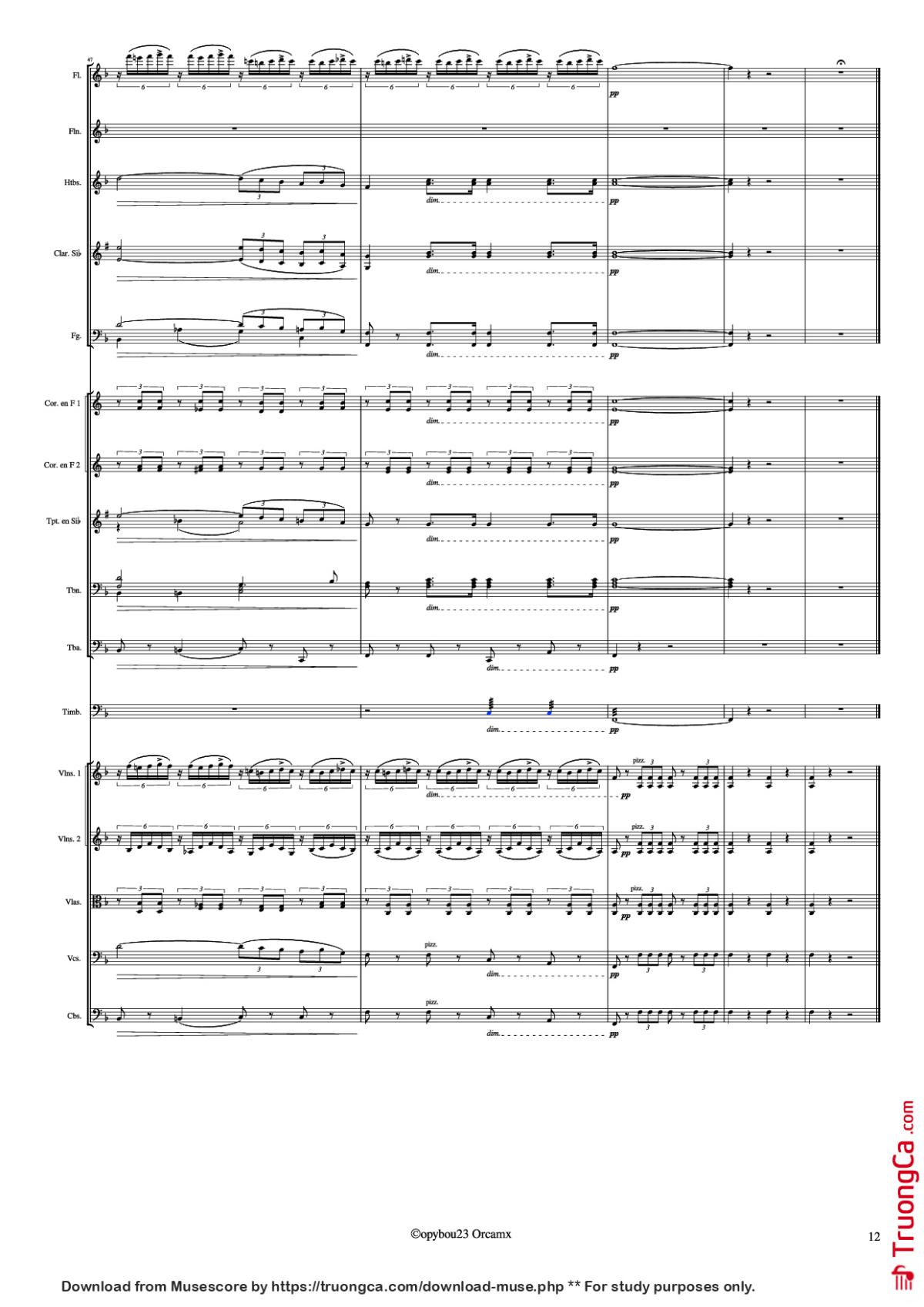 Page 12 of the piano sheet music PDF – Coro de Esclavos Hebreos by G. Verdi