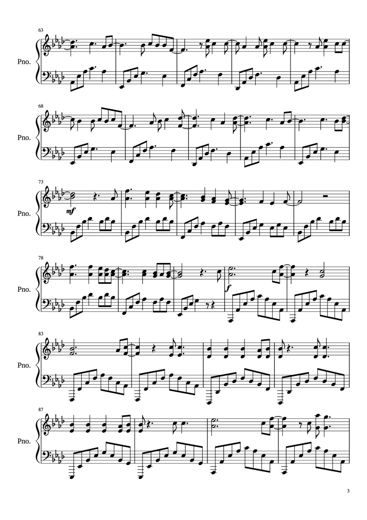 Page 3 of the piano sheet music PDF Piano – All of me Piano by John Legend