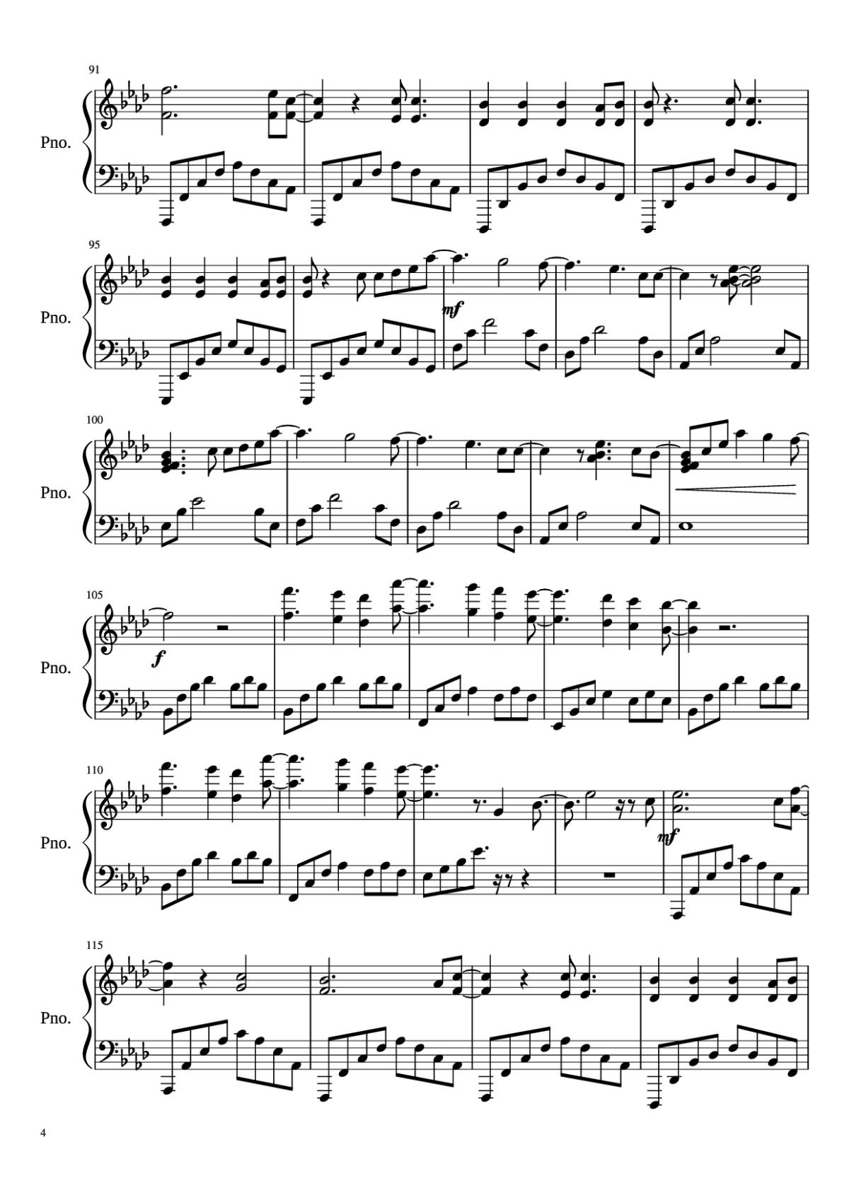 Page 4 of the piano sheet music PDF Piano – All of me Piano by John Legend