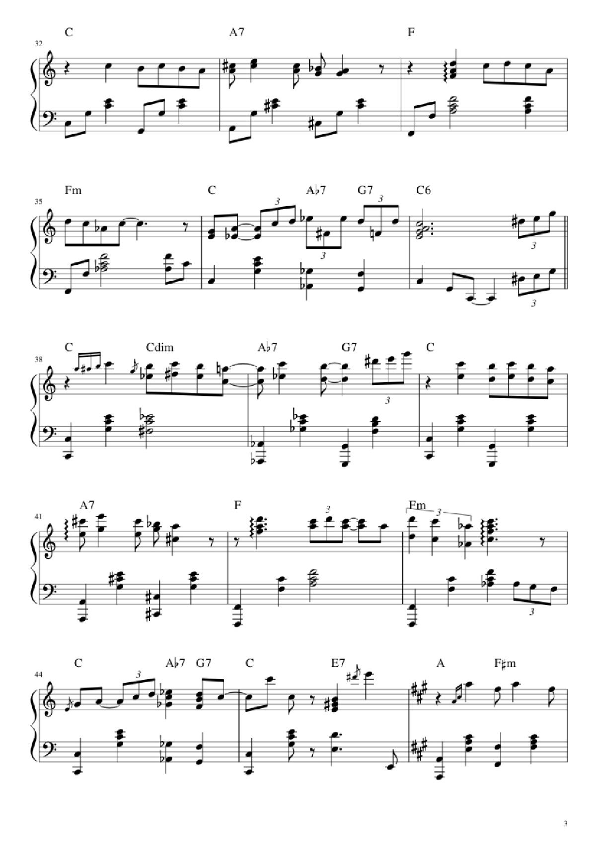 Page 3 of the piano sheet music PDF Piano – Dream a little dream of me Piano by Fabian Andre