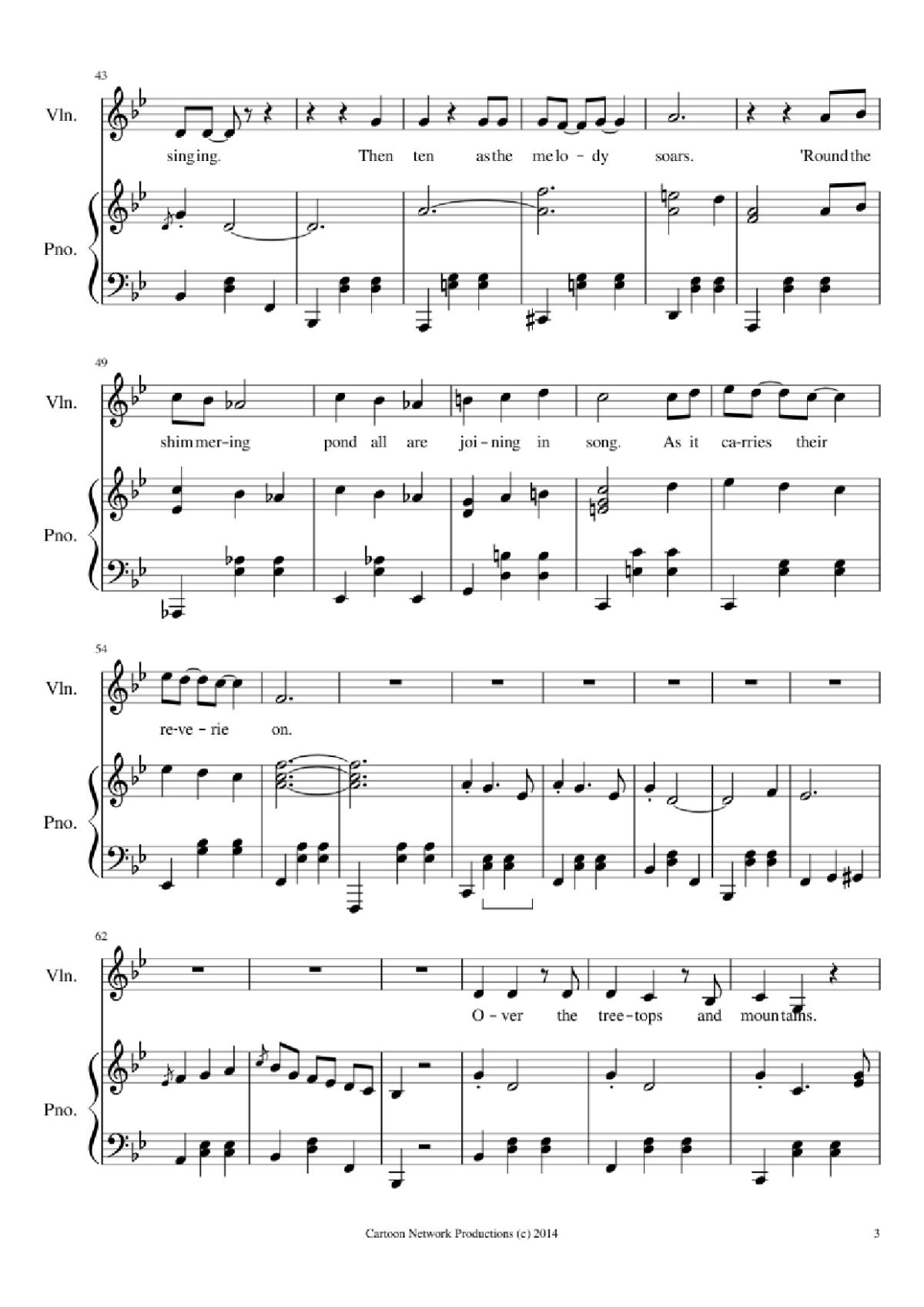 Page 3 of the piano sheet music PDF Piano – Over The Garden Wall Frog Theme Piano by The Blasting Company Arranged by treblesnail