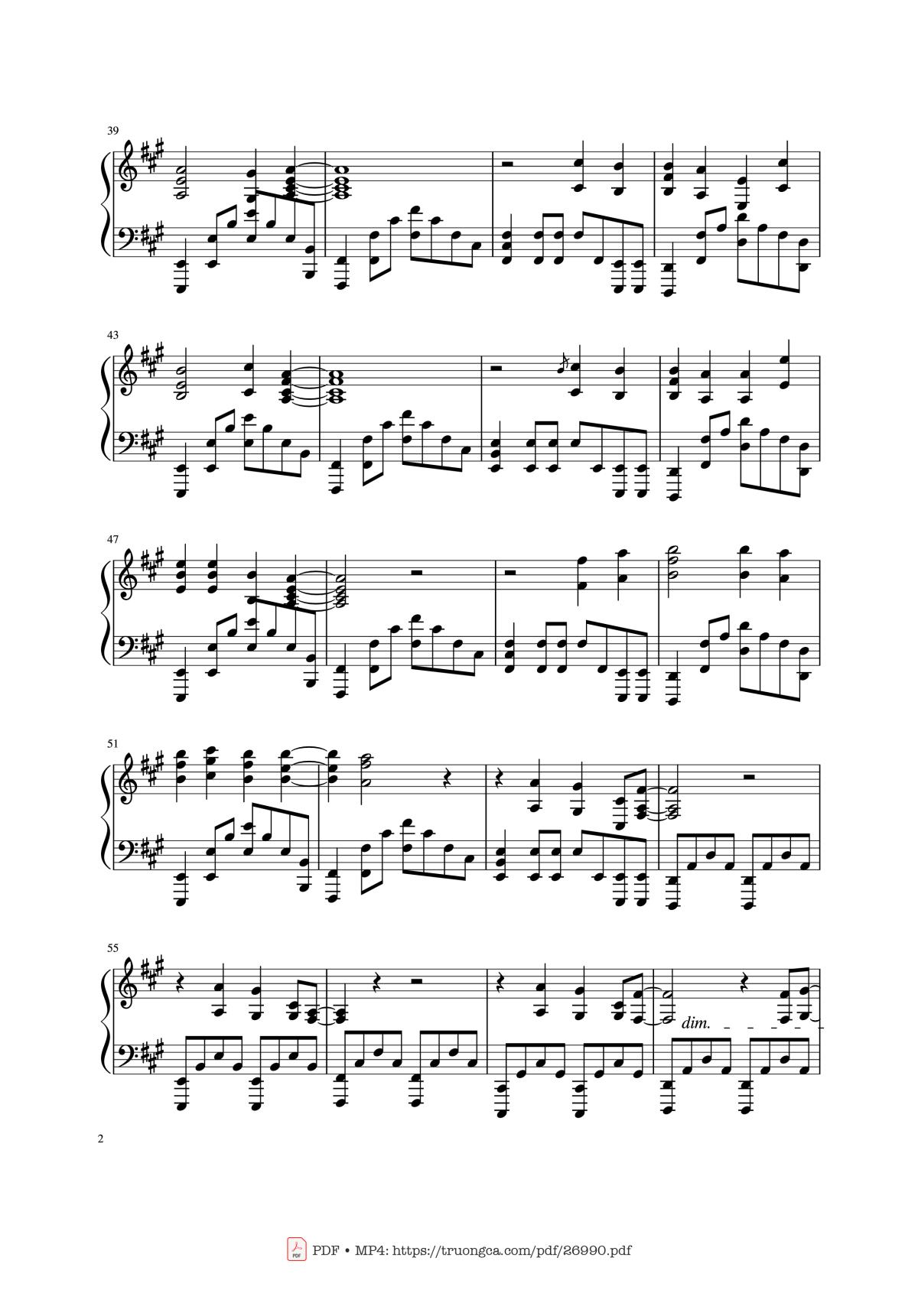 Page 2 of the piano sheet music PDF Piano – Call of Silence Piano by Inflixer