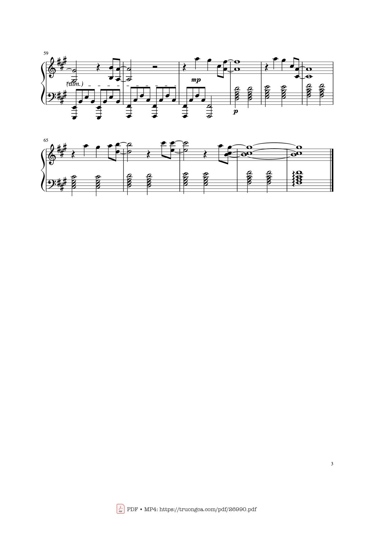 Page 3 of the piano sheet music PDF Piano – Call of Silence Piano by Inflixer