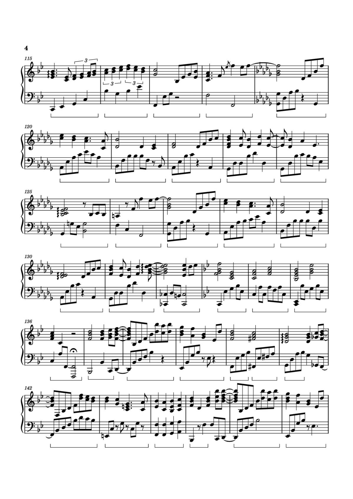 Page 4 of the piano sheet music PDF Piano – Twilight in Upper West Piano by Izumi Hirotaka