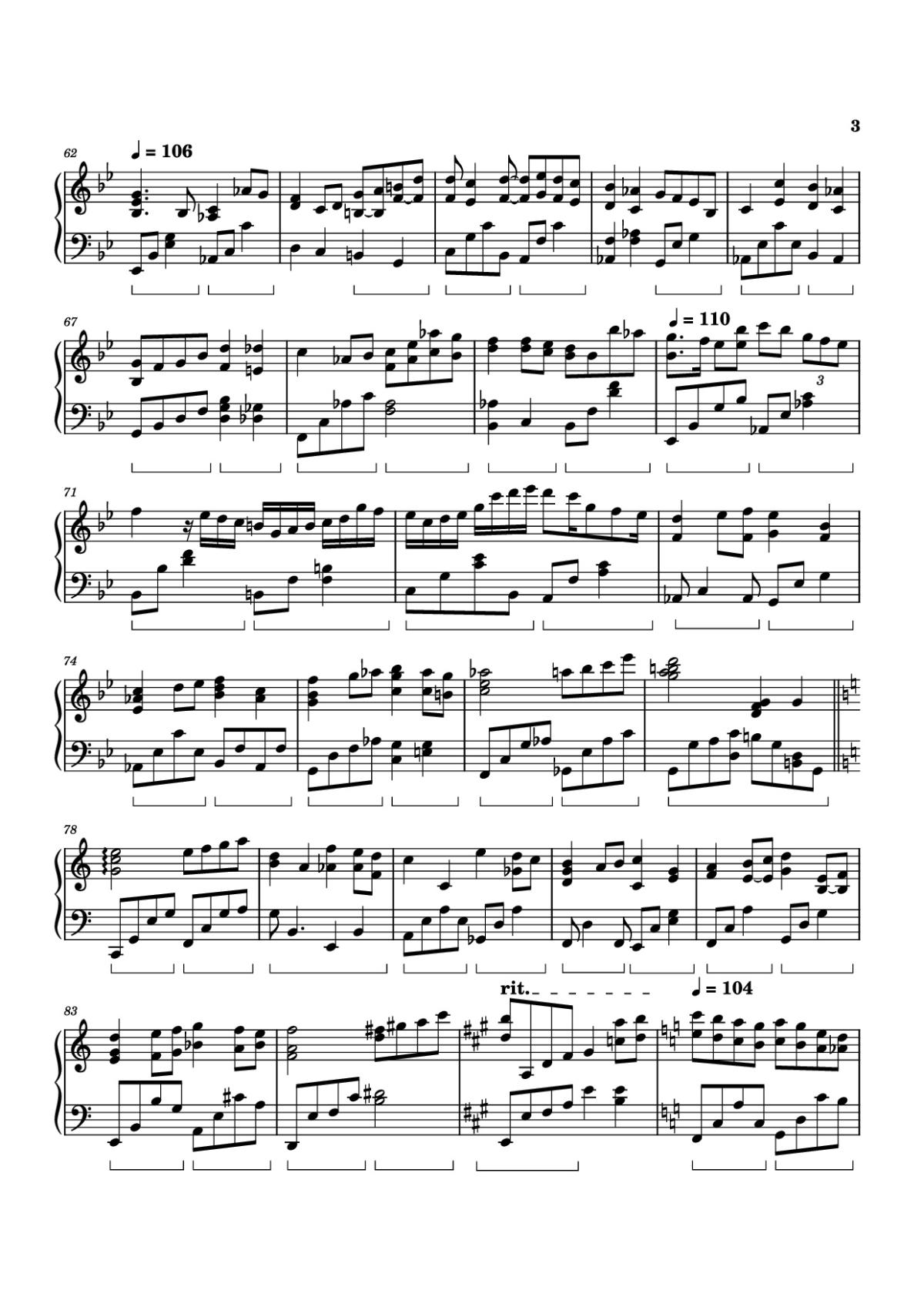 Page 3 of the piano sheet music PDF Piano – Elegy for Silence Piano by Izumi Hirotaka