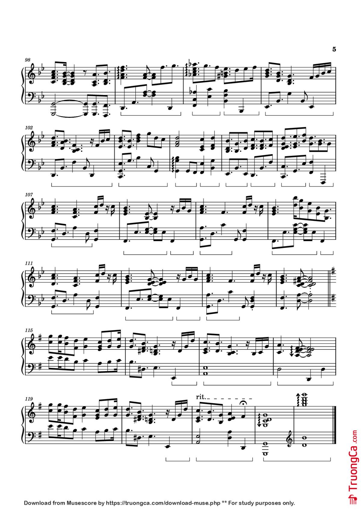 Page 5 of the piano sheet music PDF Piano – Dandelion Hill Piano by Izumi Hirotaka