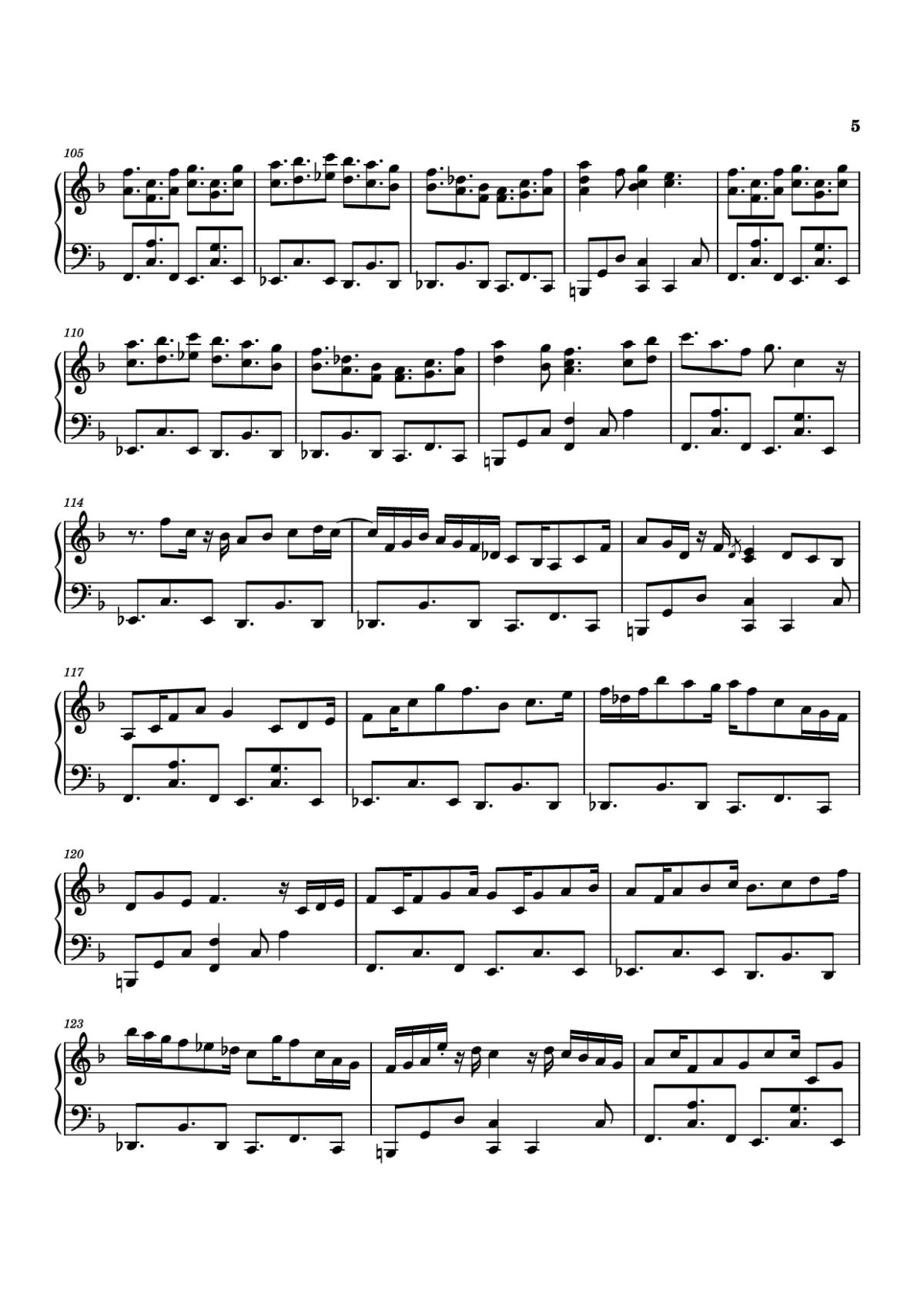 Page 5 of the piano sheet music PDF Piano – El Mirage Piano by Izumi Hirotaka