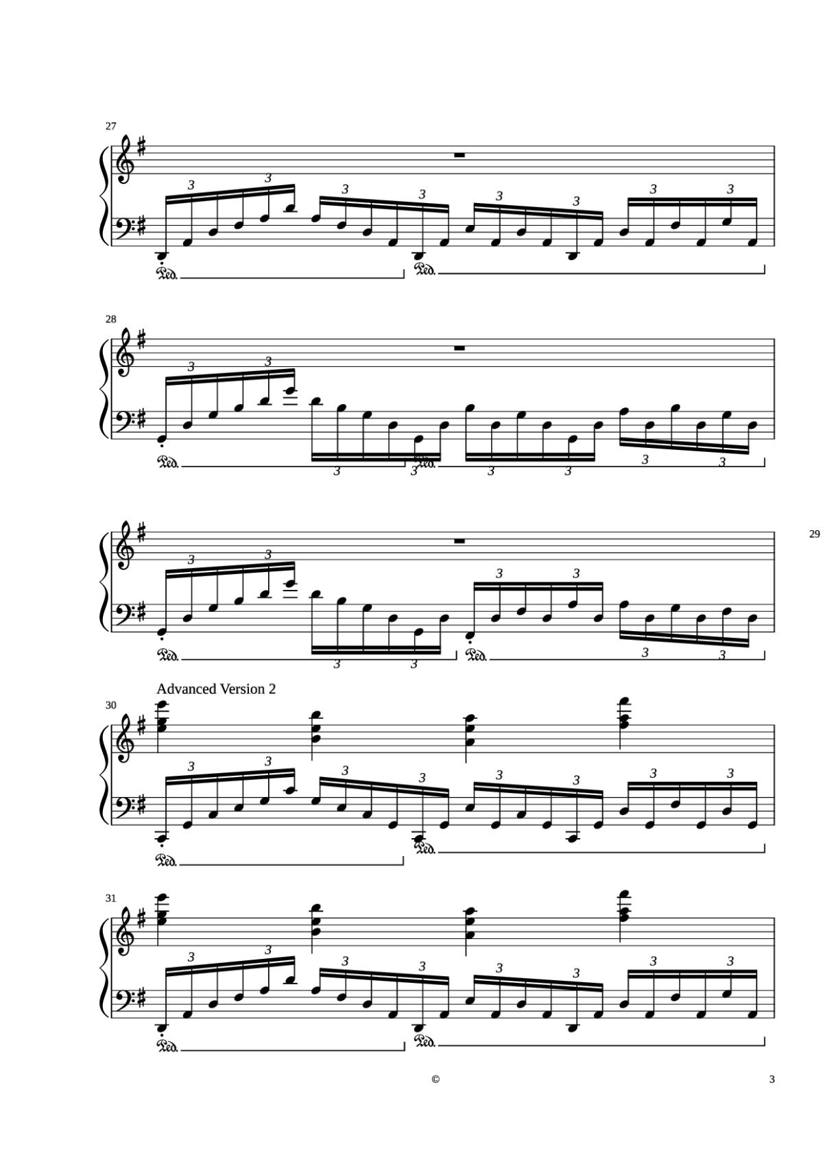 Page 3 of the piano sheet music PDF Piano – Kingdom Hearts - Dearly Beloved Piano by Yoko Shimomura