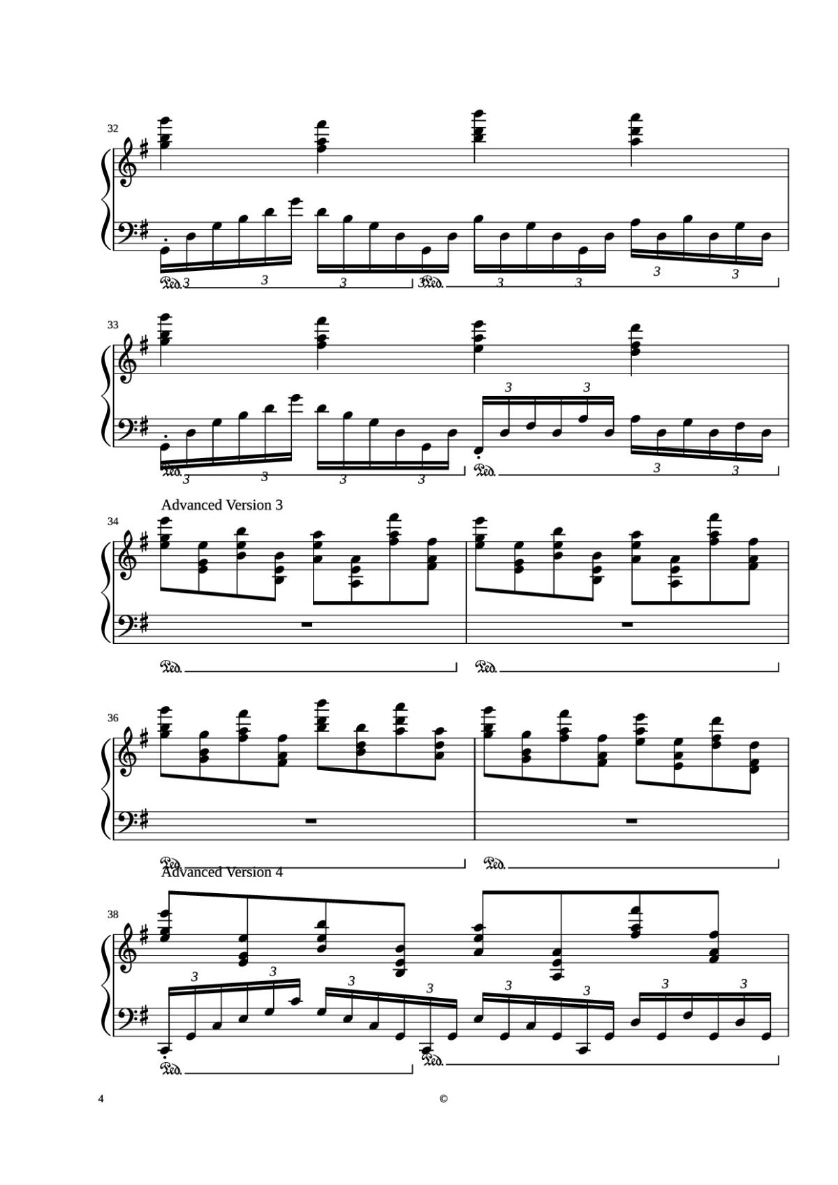 Page 4 of the piano sheet music PDF Piano – Kingdom Hearts - Dearly Beloved Piano by Yoko Shimomura