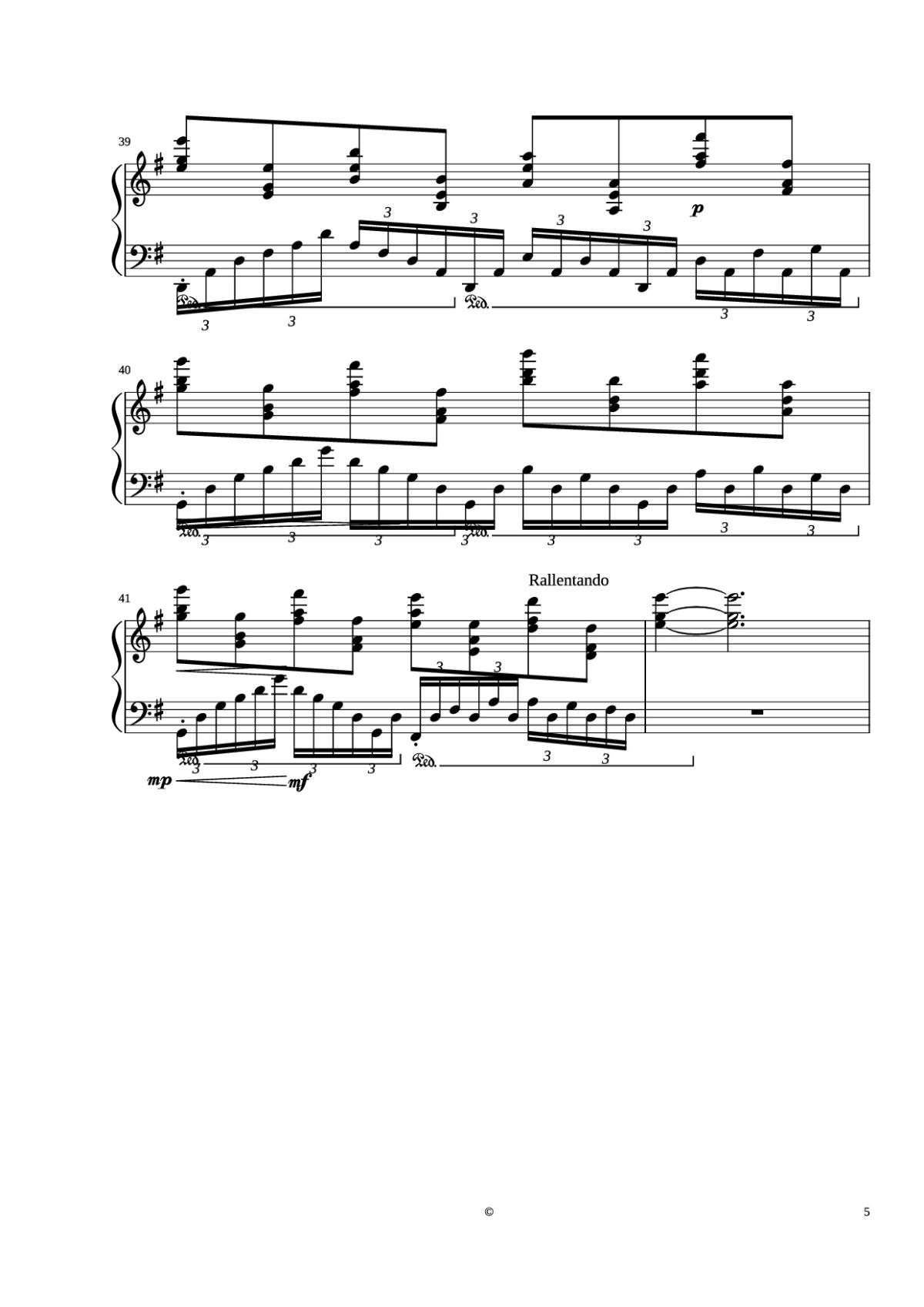 Page 5 of the piano sheet music PDF Piano – Kingdom Hearts - Dearly Beloved Piano by Yoko Shimomura