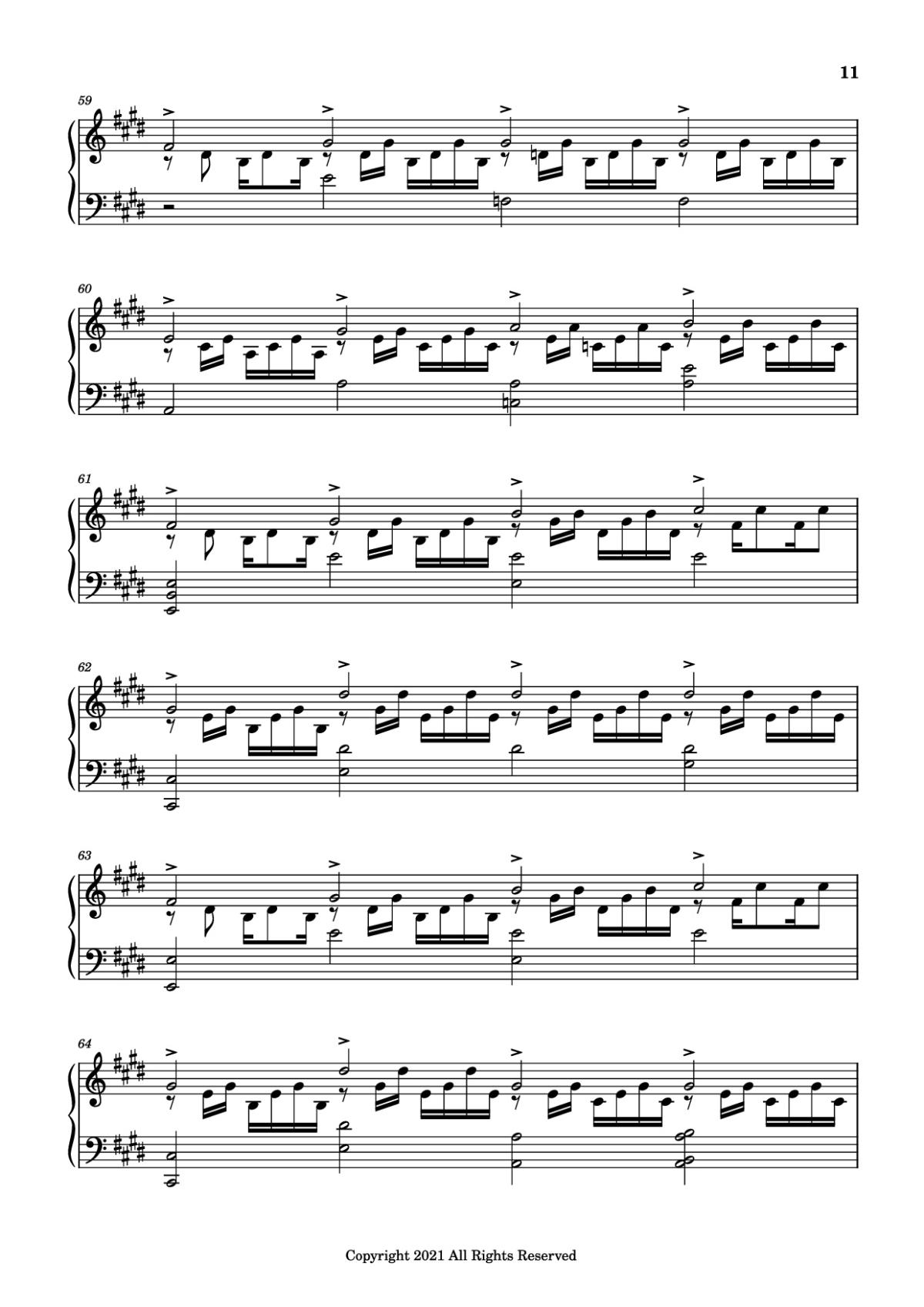 Page 11 of the piano sheet music PDF Piano – good days Piano by Sza - transcribed by yash salvi