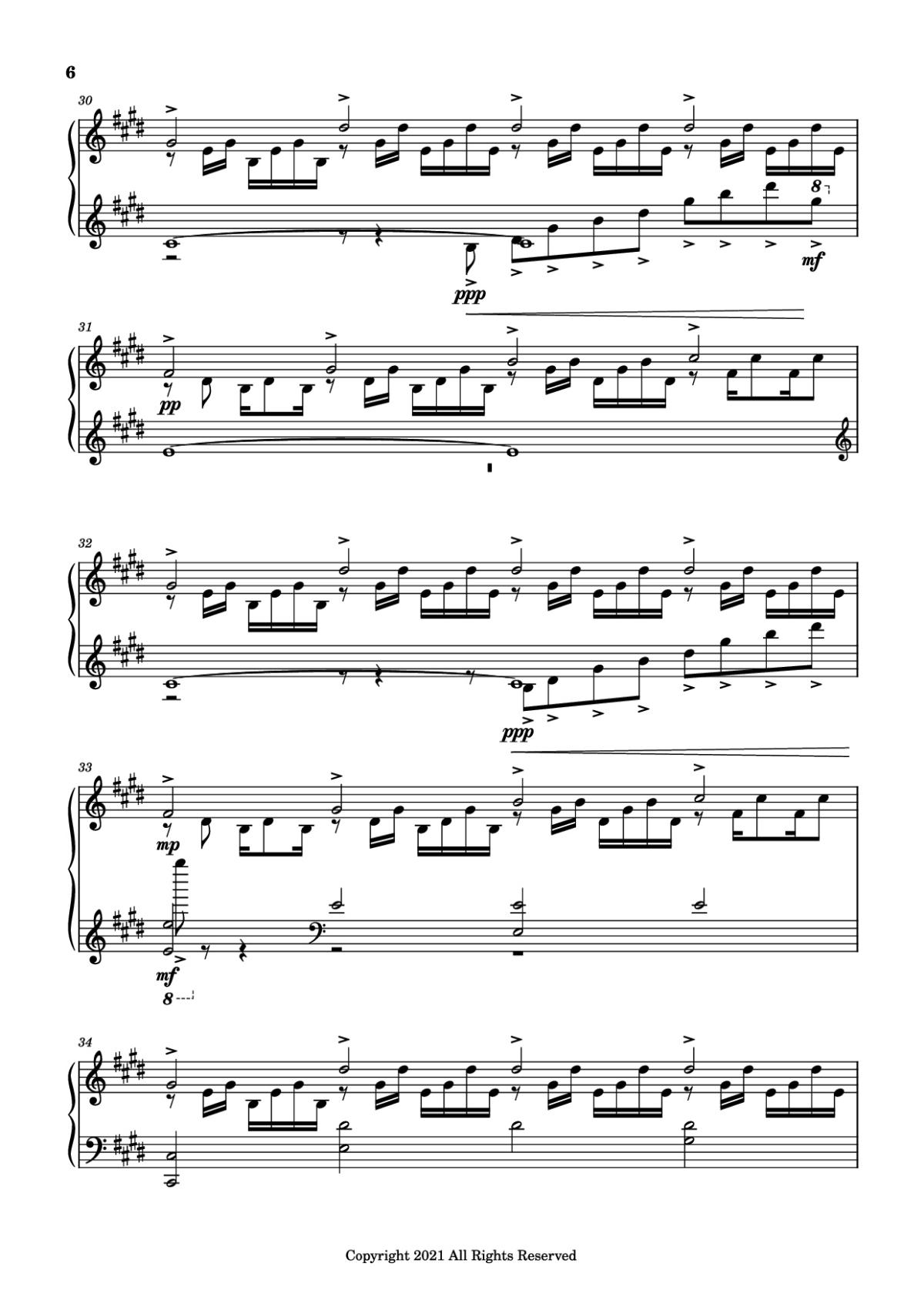 Page 6 of the piano sheet music PDF Piano – good days Piano by Sza - transcribed by yash salvi