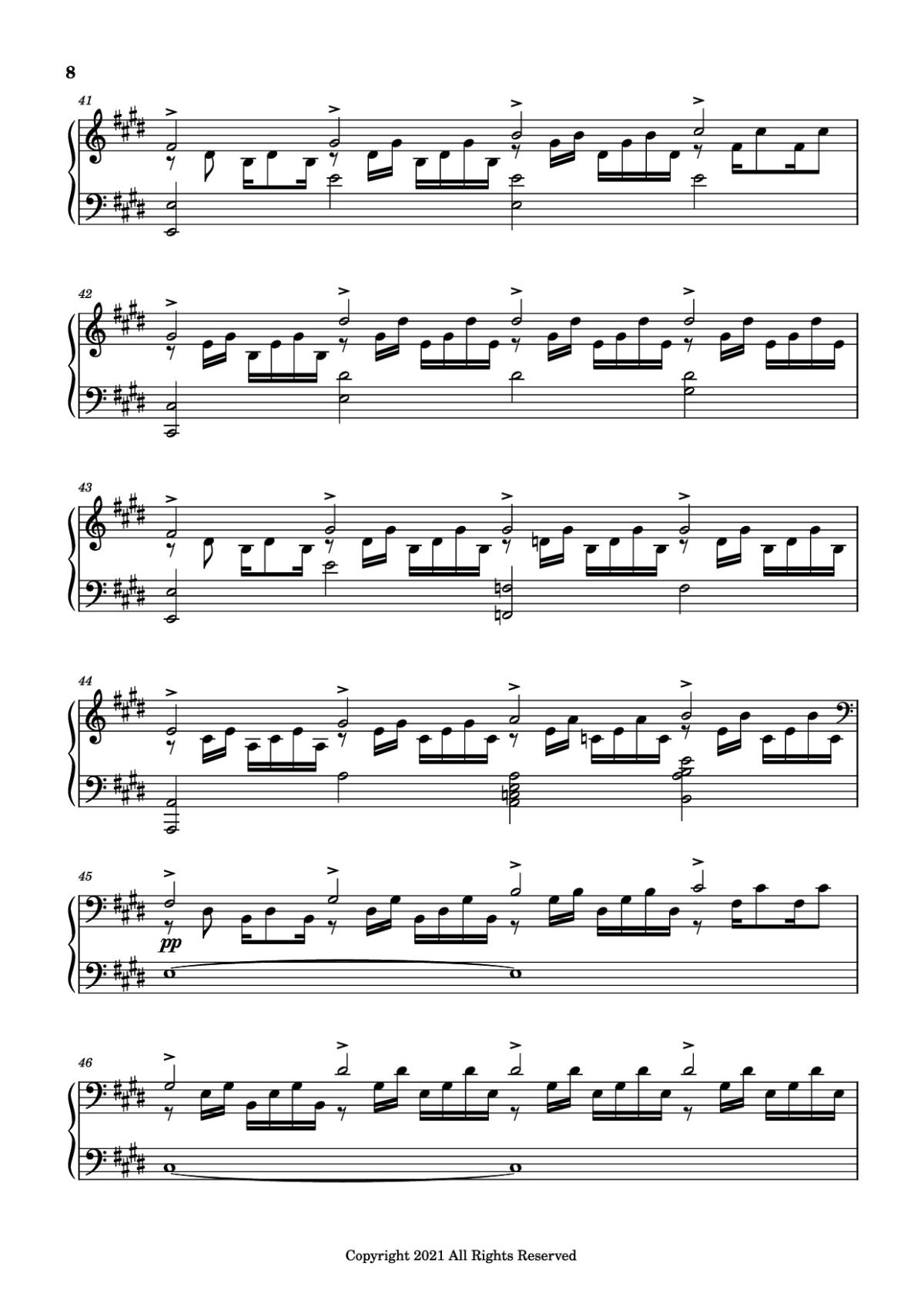 Page 8 of the piano sheet music PDF Piano – good days Piano by Sza - transcribed by yash salvi