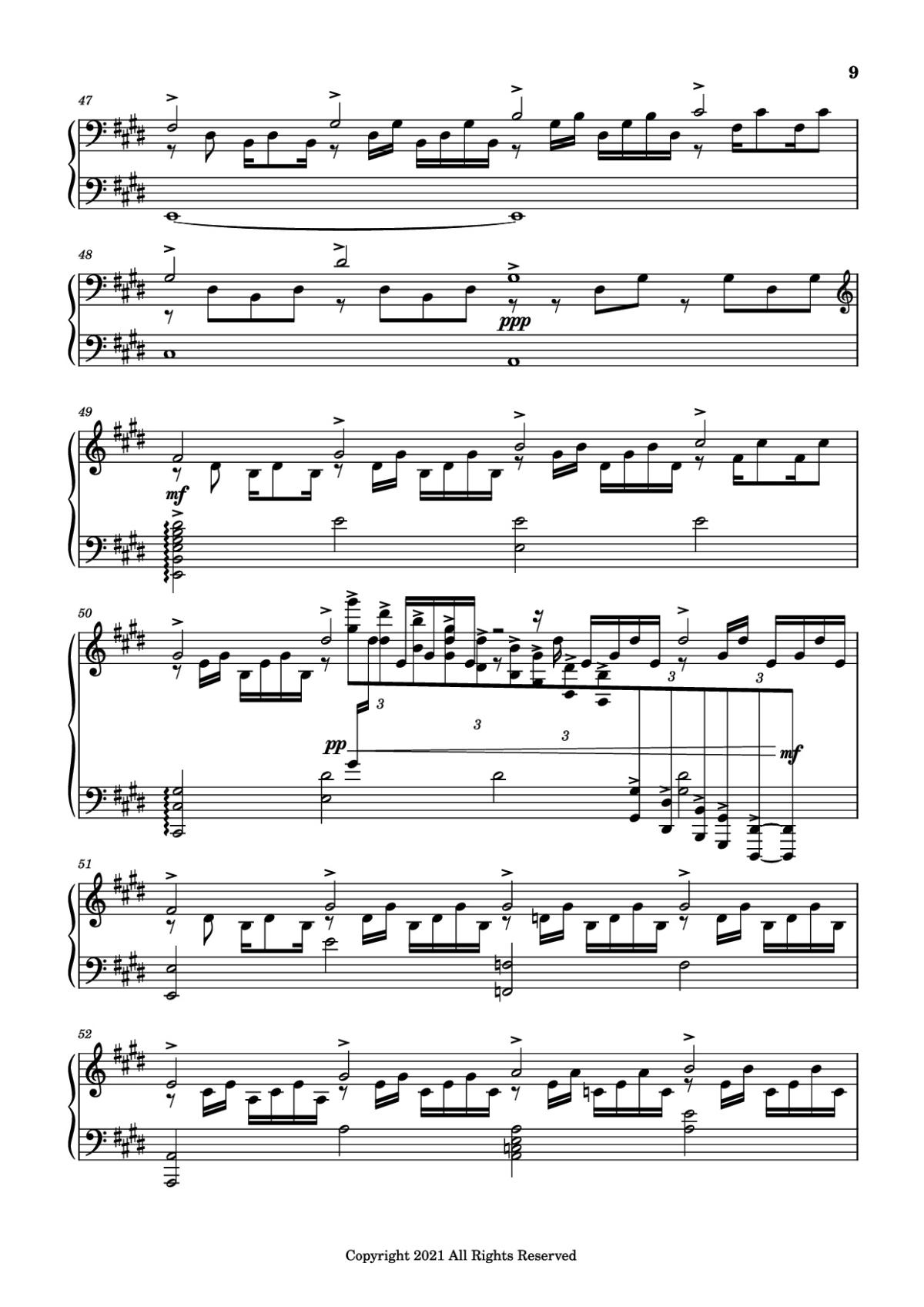 Page 9 of the piano sheet music PDF Piano – good days Piano by Sza - transcribed by yash salvi