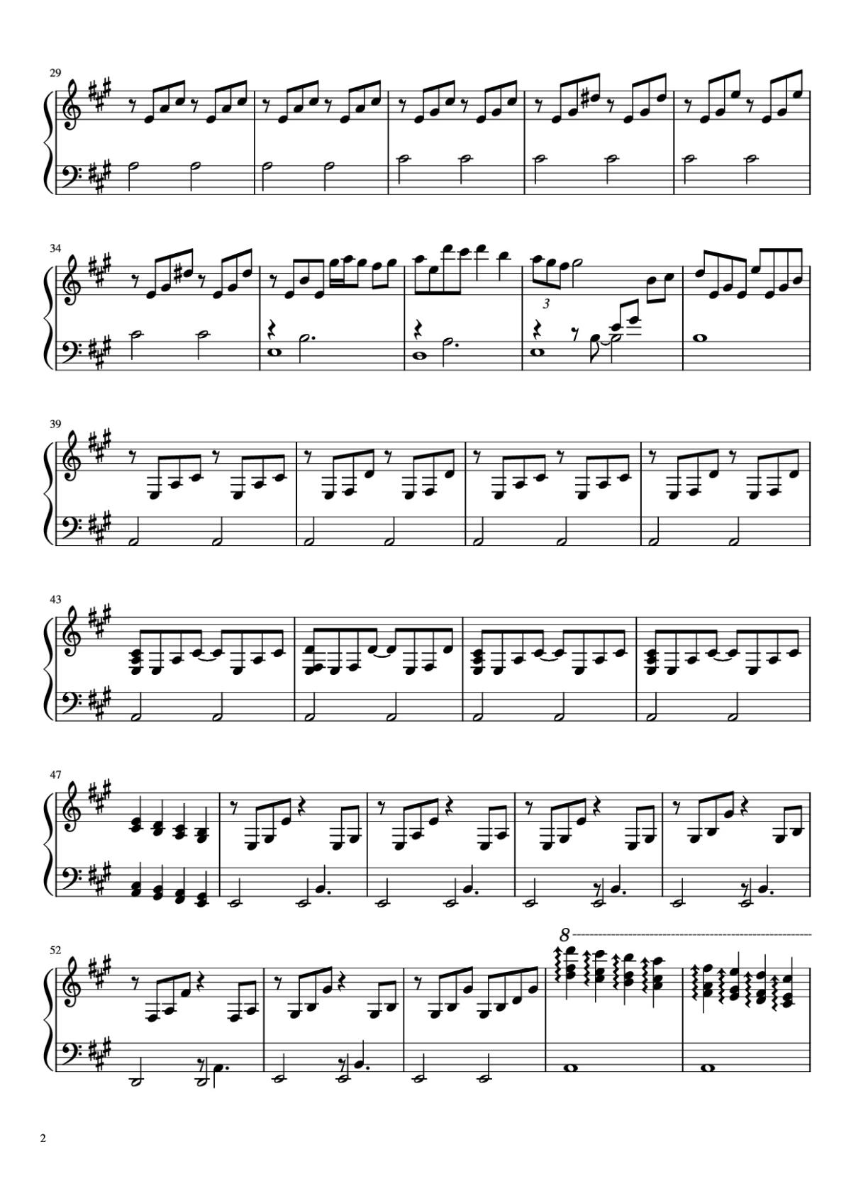 Page 2 of the piano sheet music PDF Piano – Chiquitita Piano by ABBA