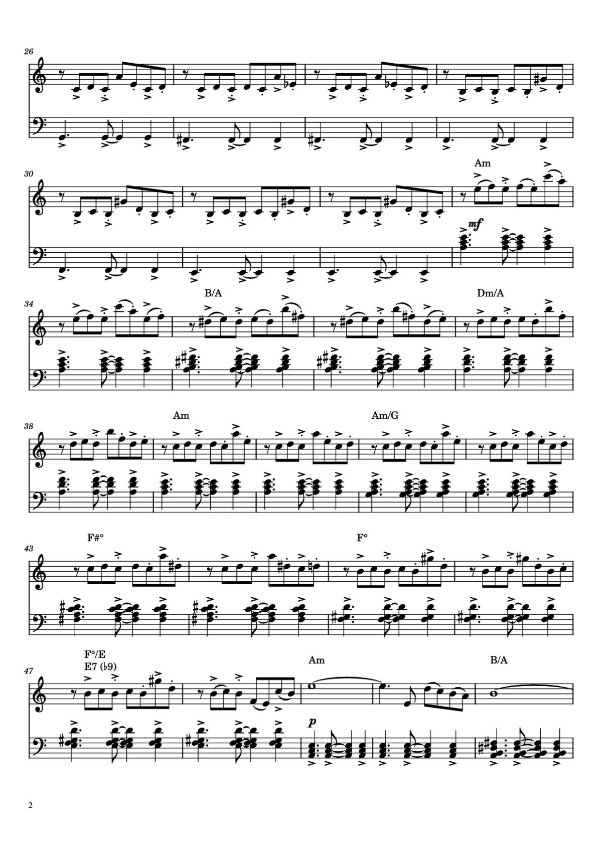 Page 2 of the piano sheet music PDF Piano – Libertango Piano by Astor Piazolla
