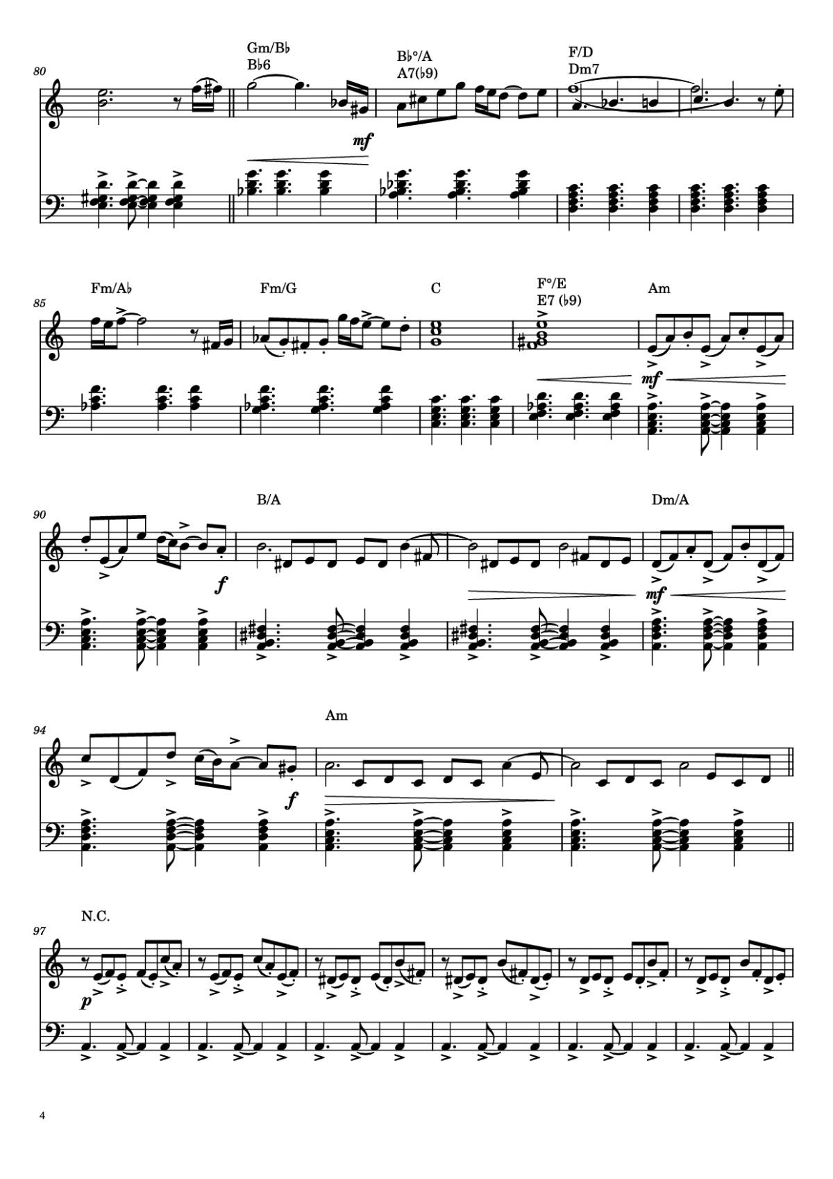 Page 4 of the piano sheet music PDF Piano – Libertango Piano by Astor Piazolla