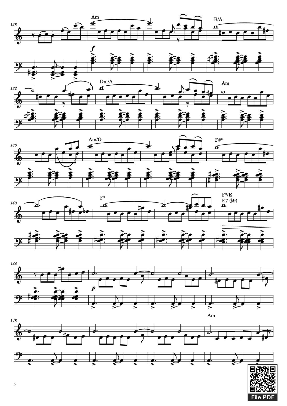 Page 6 of the piano sheet music PDF Piano – Libertango Piano by Astor Piazolla