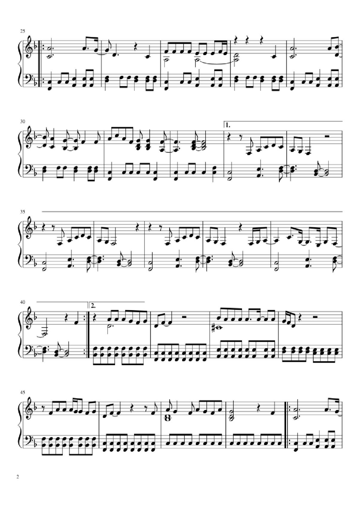 Page 2 of the piano sheet music PDF Piano – Im Not The Only One Piano by Sam smith Transcribed by Nohpets