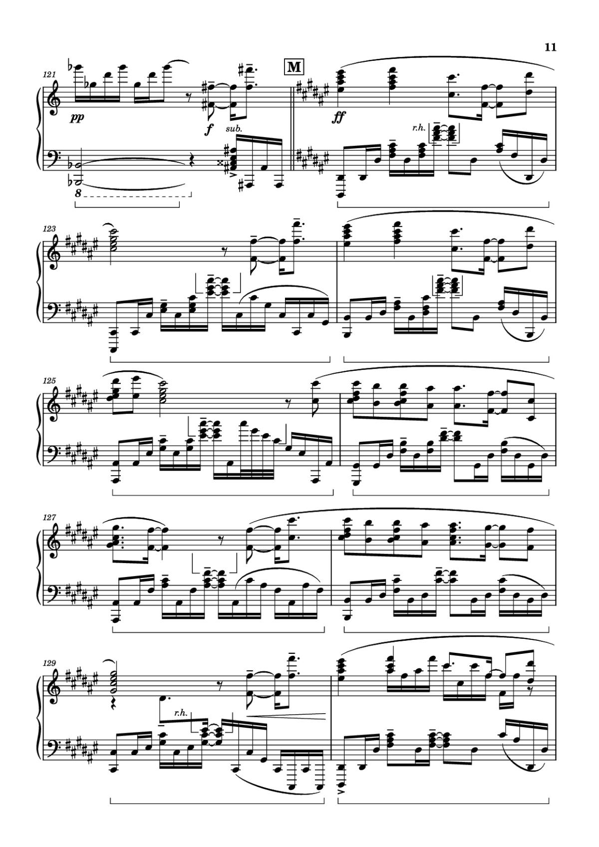 Page 11 of the piano sheet music PDF Piano – Bios Piano by Original Music by Hiroyuki Sawano