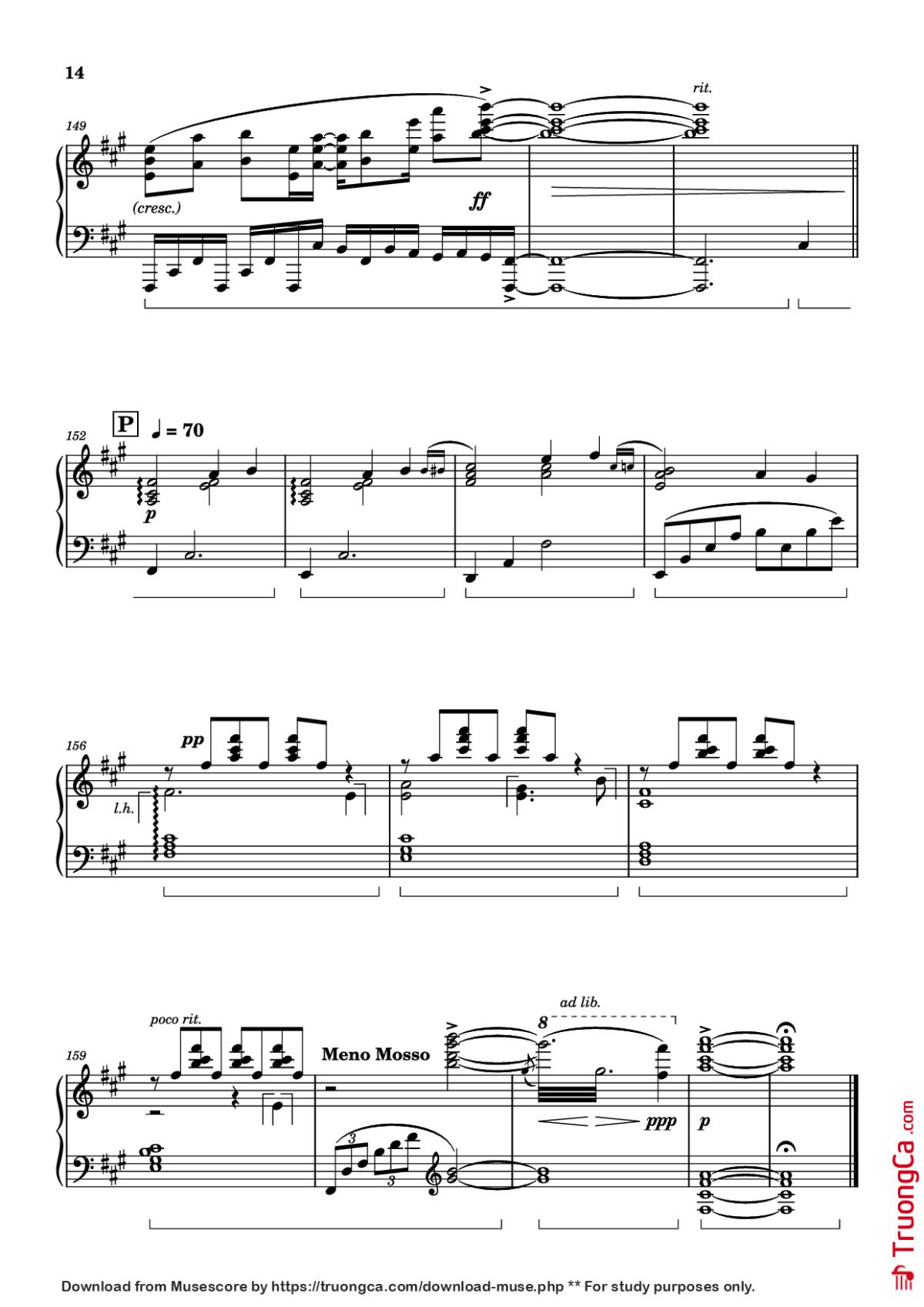 Page 14 of the piano sheet music PDF Piano – Bios Piano by Original Music by Hiroyuki Sawano