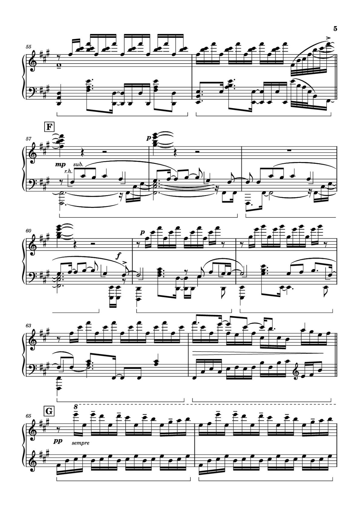 Page 5 of the piano sheet music PDF Piano – Bios Piano by Original Music by Hiroyuki Sawano