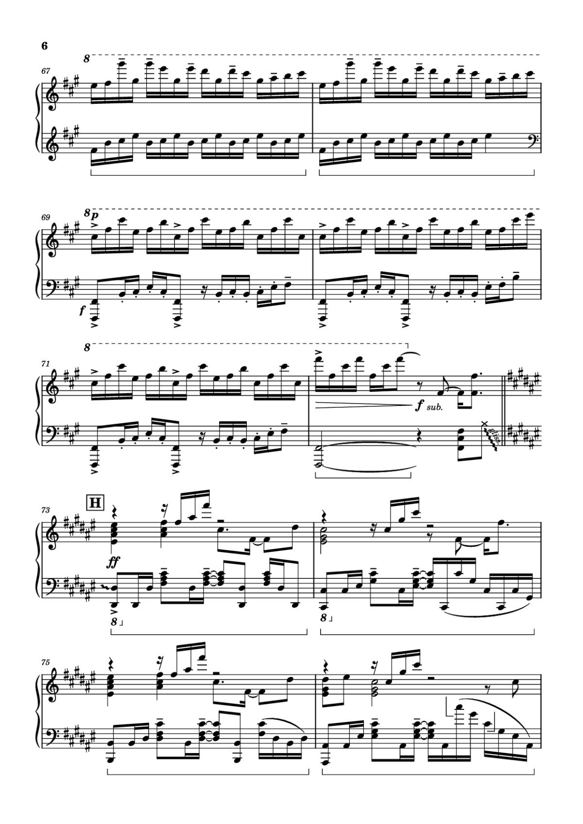 Page 6 of the piano sheet music PDF Piano – Bios Piano by Original Music by Hiroyuki Sawano