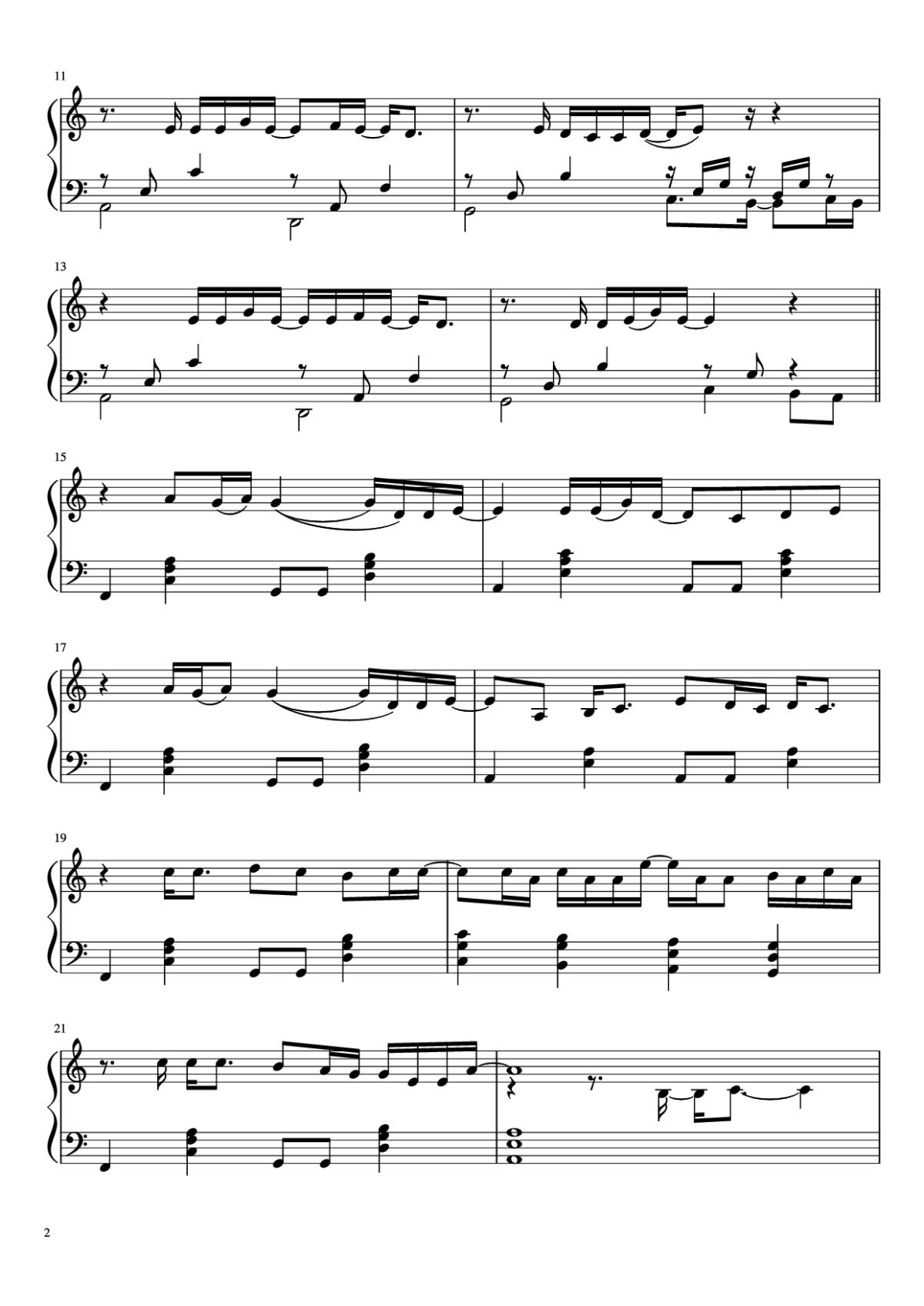 Page 2 of the piano sheet music PDF Piano – Don