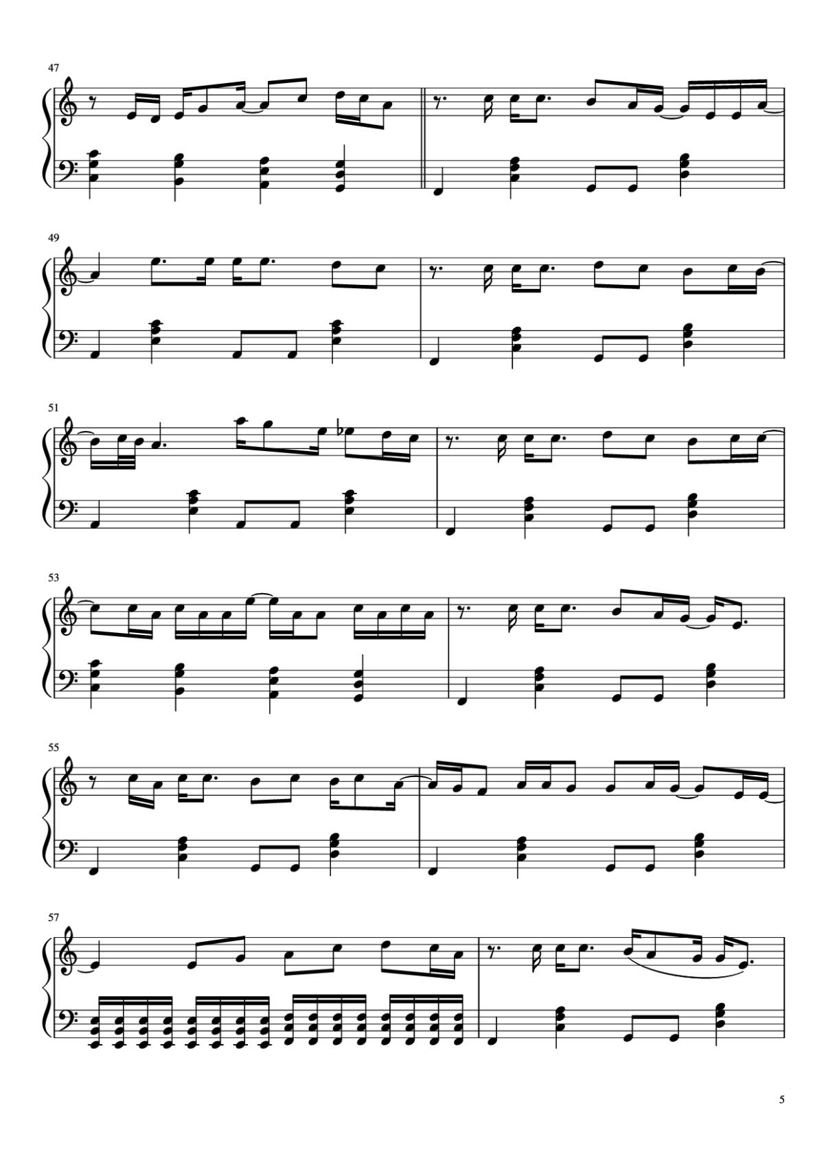 Page 5 of the piano sheet music PDF Piano – Don
