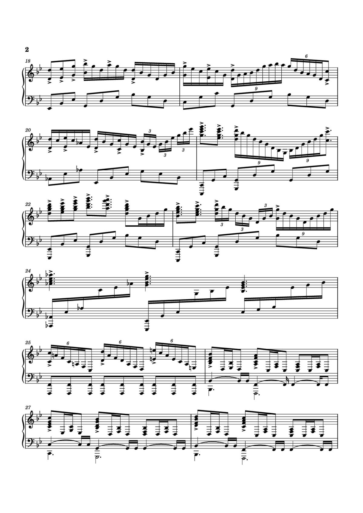 Page 2 of the piano sheet music PDF Piano – Planet Earth II Suite Piano by Music by Hans Zimmer, Billie Ray Fingers