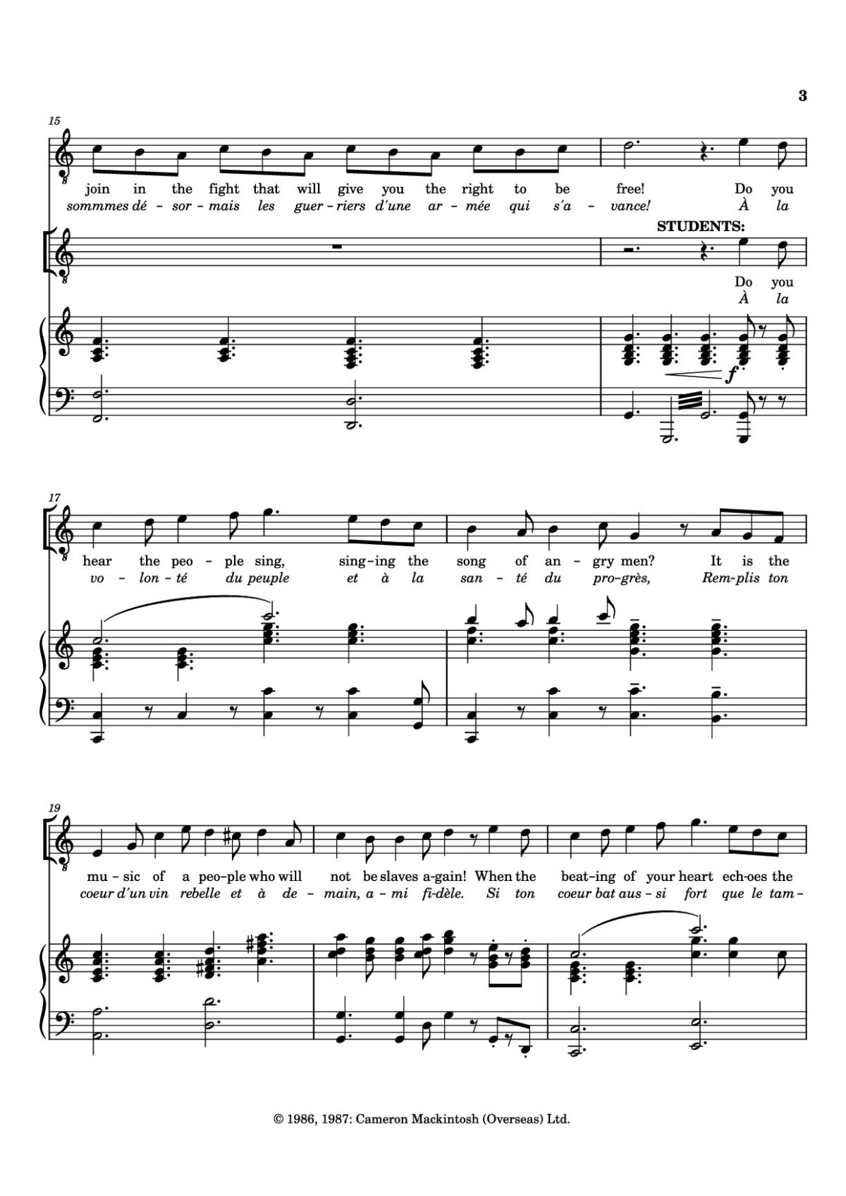 Page 3 of the piano sheet music PDF – The People’s Song Piano by ALAIN BOULIL and