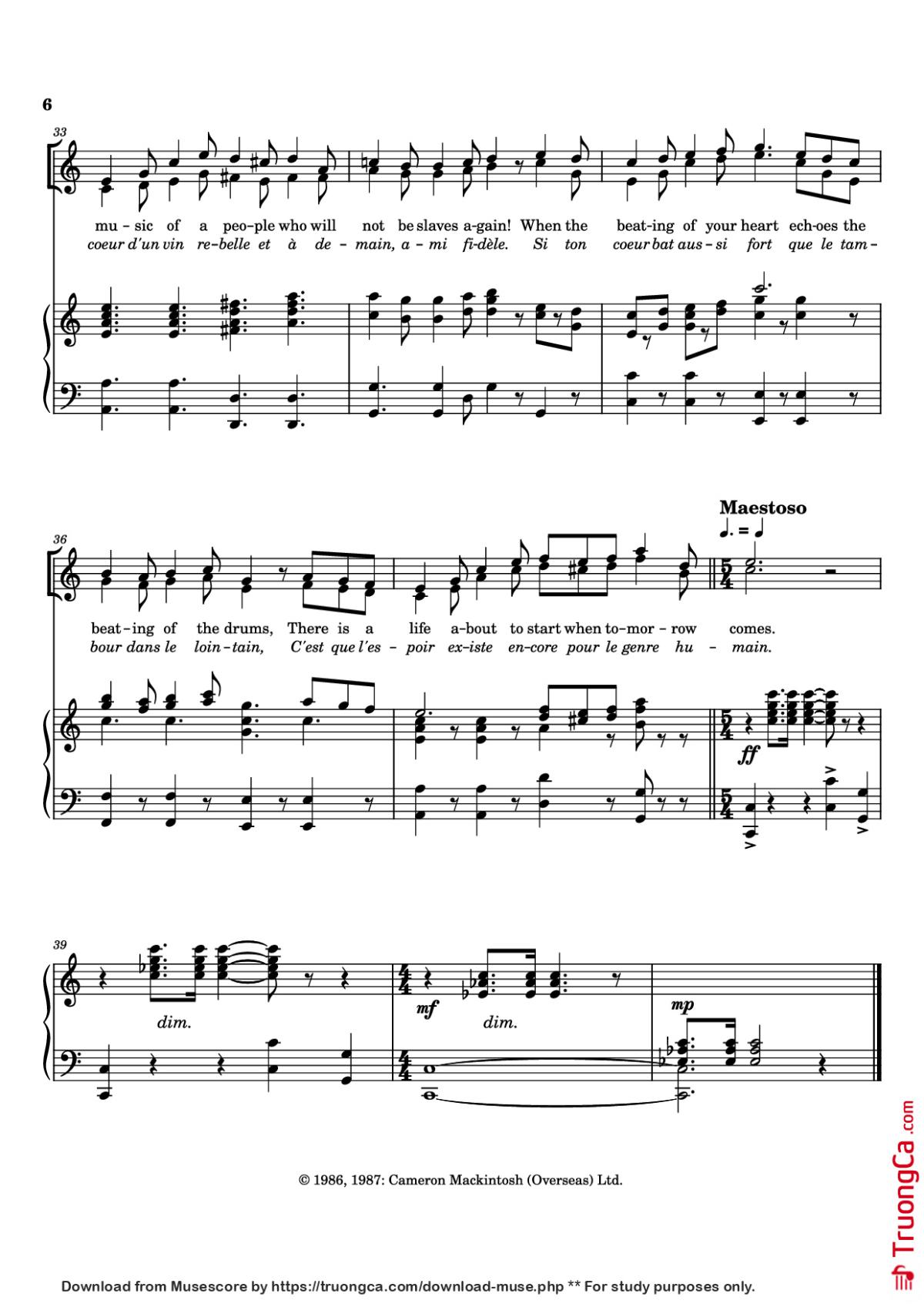 Page 6 of the piano sheet music PDF – The People’s Song Piano by ALAIN BOULIL and