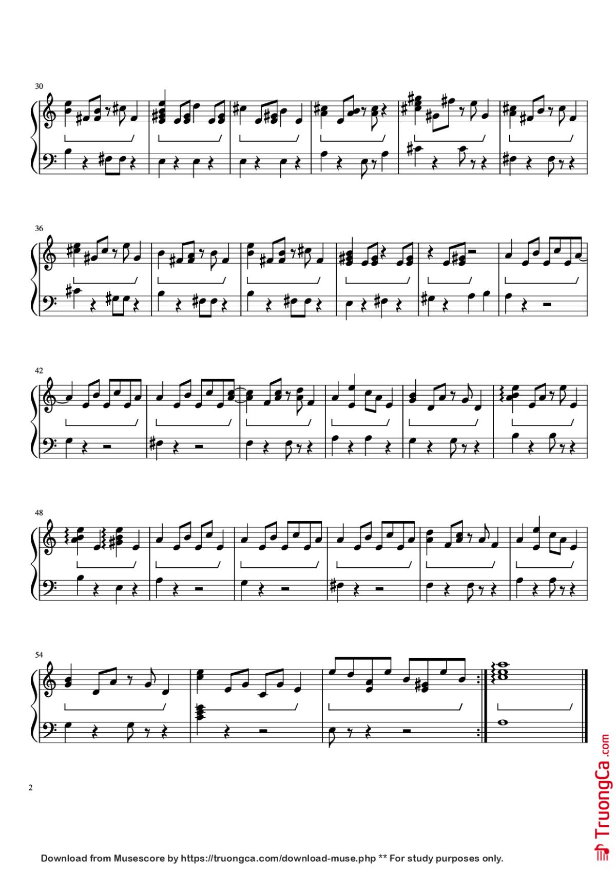 Page 2 of the piano sheet music PDF Piano Guitar Tab – While My Guitar Gently Weeps Piano by The Beatles