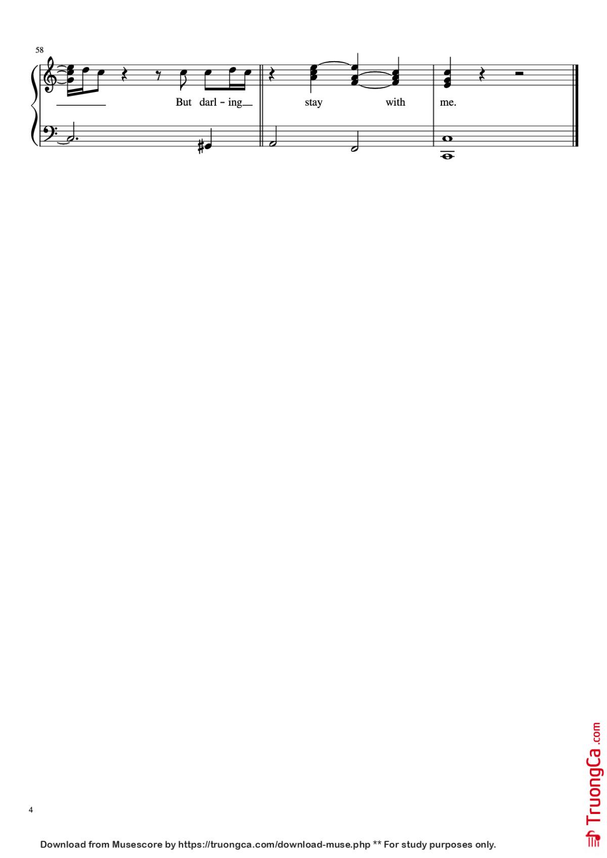 Page 4 of the piano sheet music PDF Piano – Stay with me Piano by Undefined