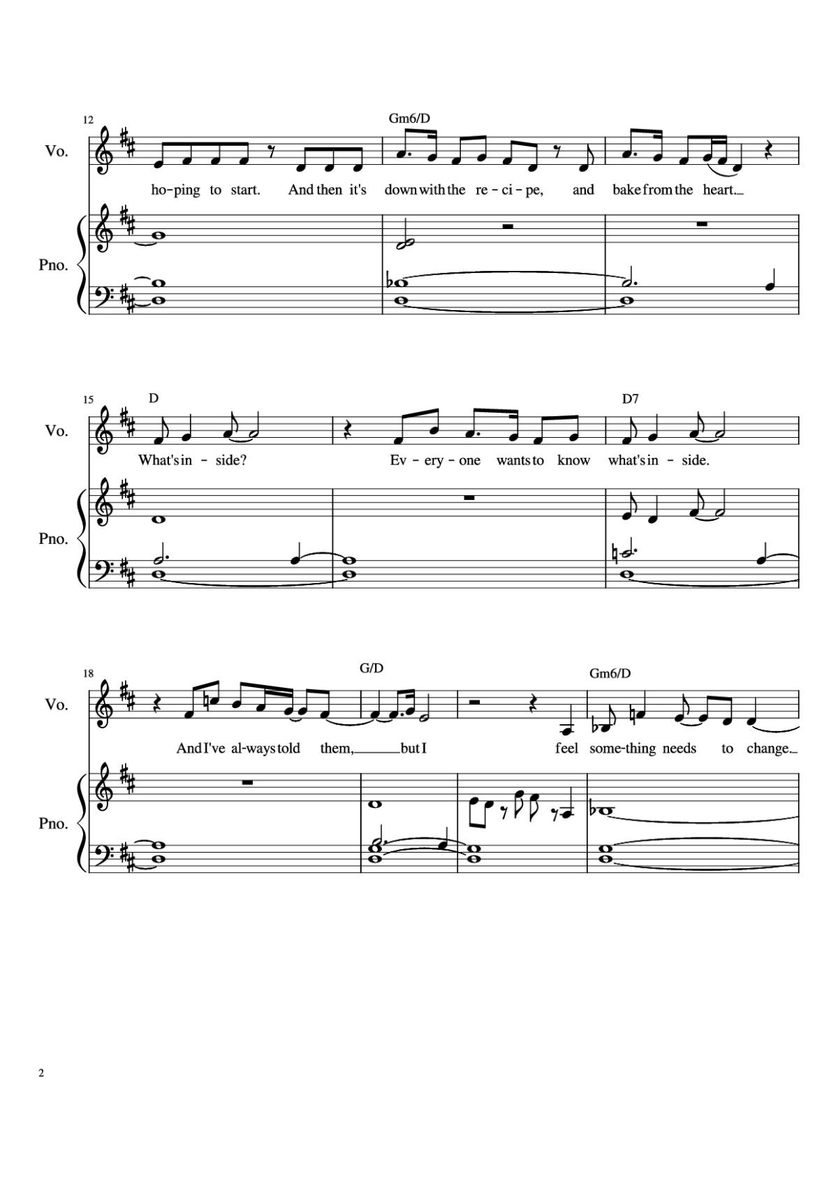 Page 2 of the piano sheet music PDF Piano – What