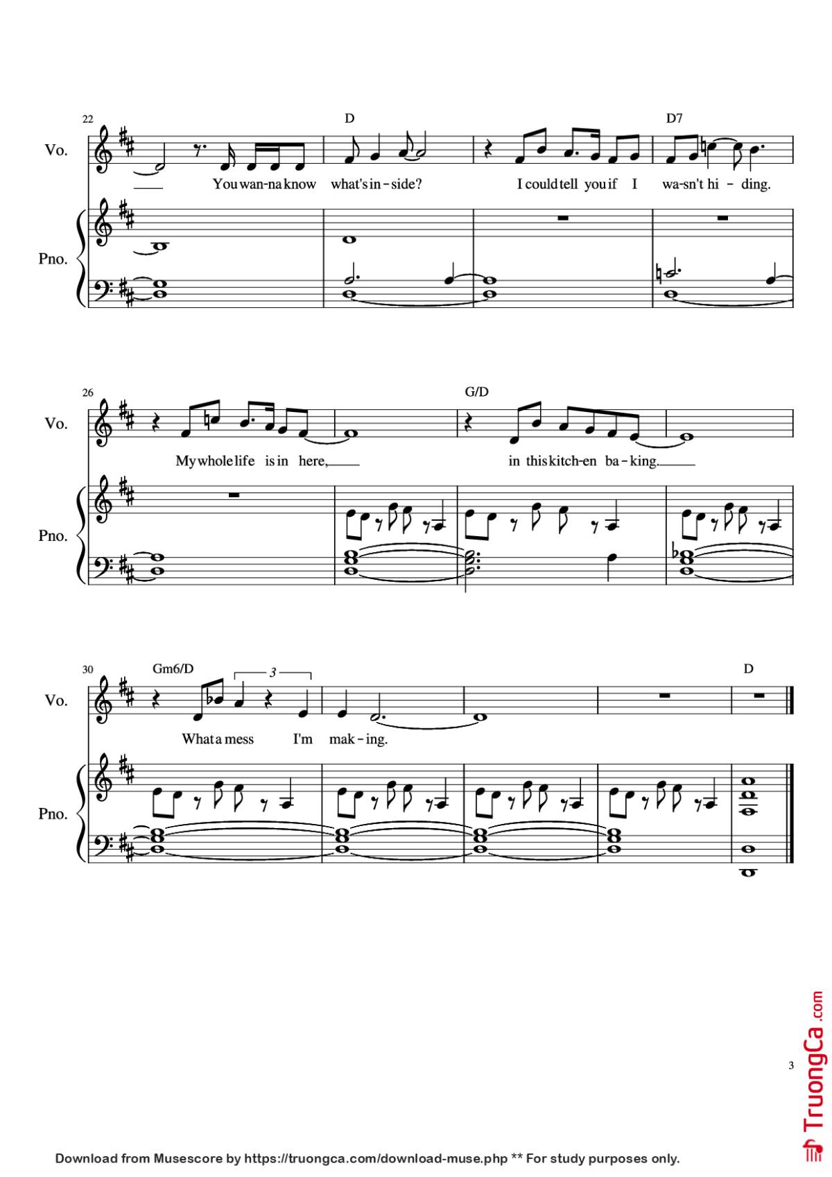 Page 3 of the piano sheet music PDF Piano – What