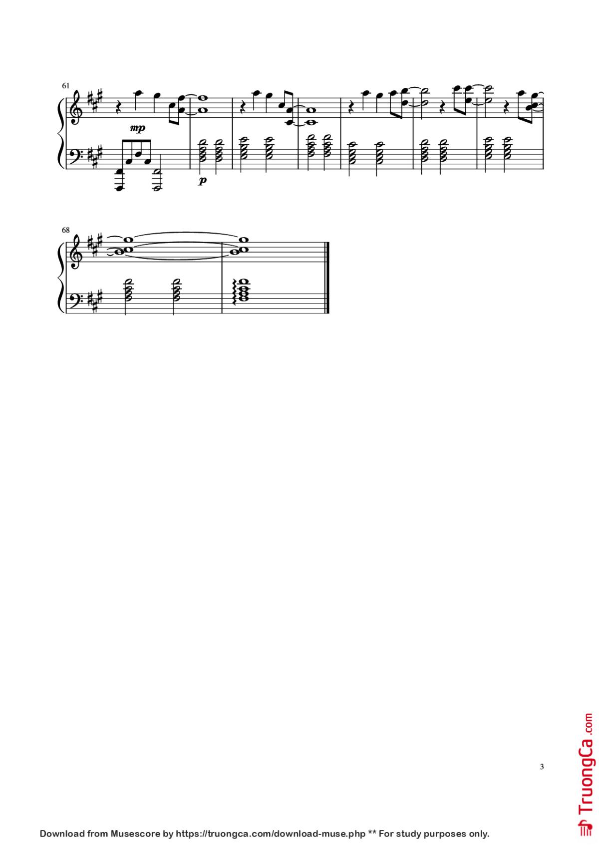 Page 3 of the piano sheet music PDF Piano – Call of Silence Piano by Hiroyuki Sawano