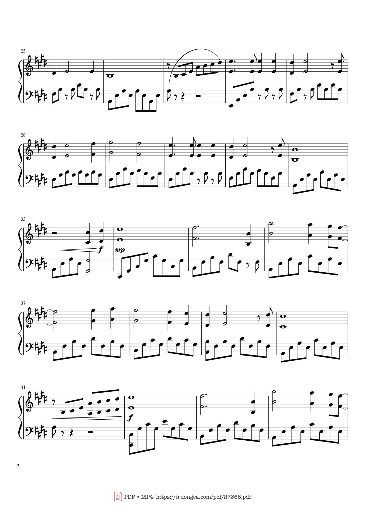 Page 2 of the piano sheet music PDF Piano – My Heart Will Go On Piano by Céline Dion