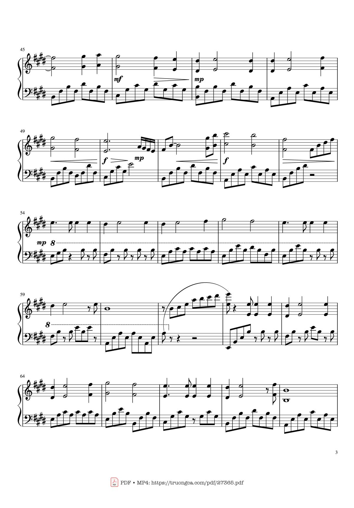 Page 3 of the piano sheet music PDF Piano – My Heart Will Go On Piano by Céline Dion
