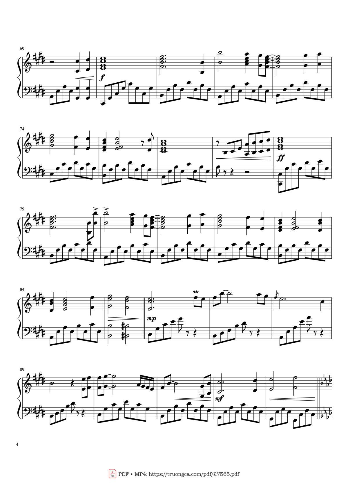 Page 4 of the piano sheet music PDF Piano – My Heart Will Go On Piano by Céline Dion