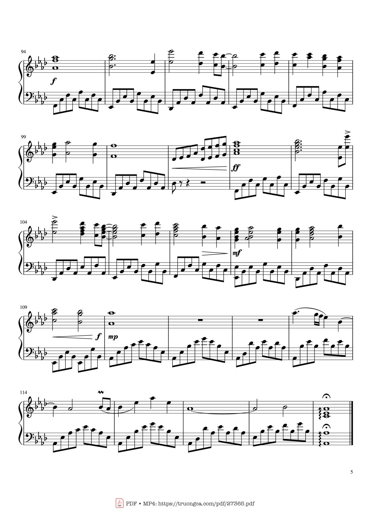 Page 5 of the piano sheet music PDF Piano – My Heart Will Go On Piano by Céline Dion