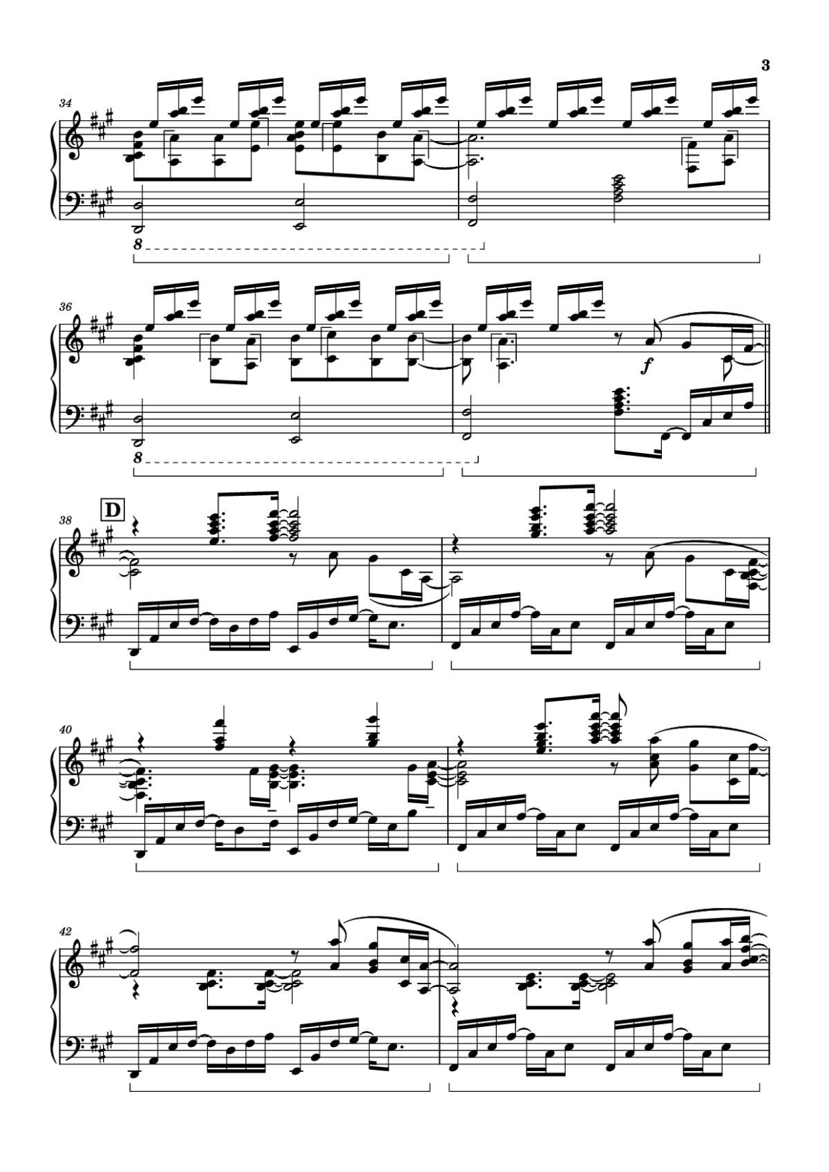 Page 3 of the piano sheet music PDF Piano – Call of Silence Piano by Original Music by Hiroyuki Sawano
