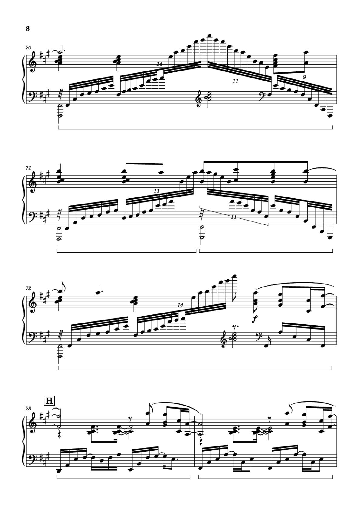 Page 8 of the piano sheet music PDF Piano – Call of Silence Piano by Original Music by Hiroyuki Sawano