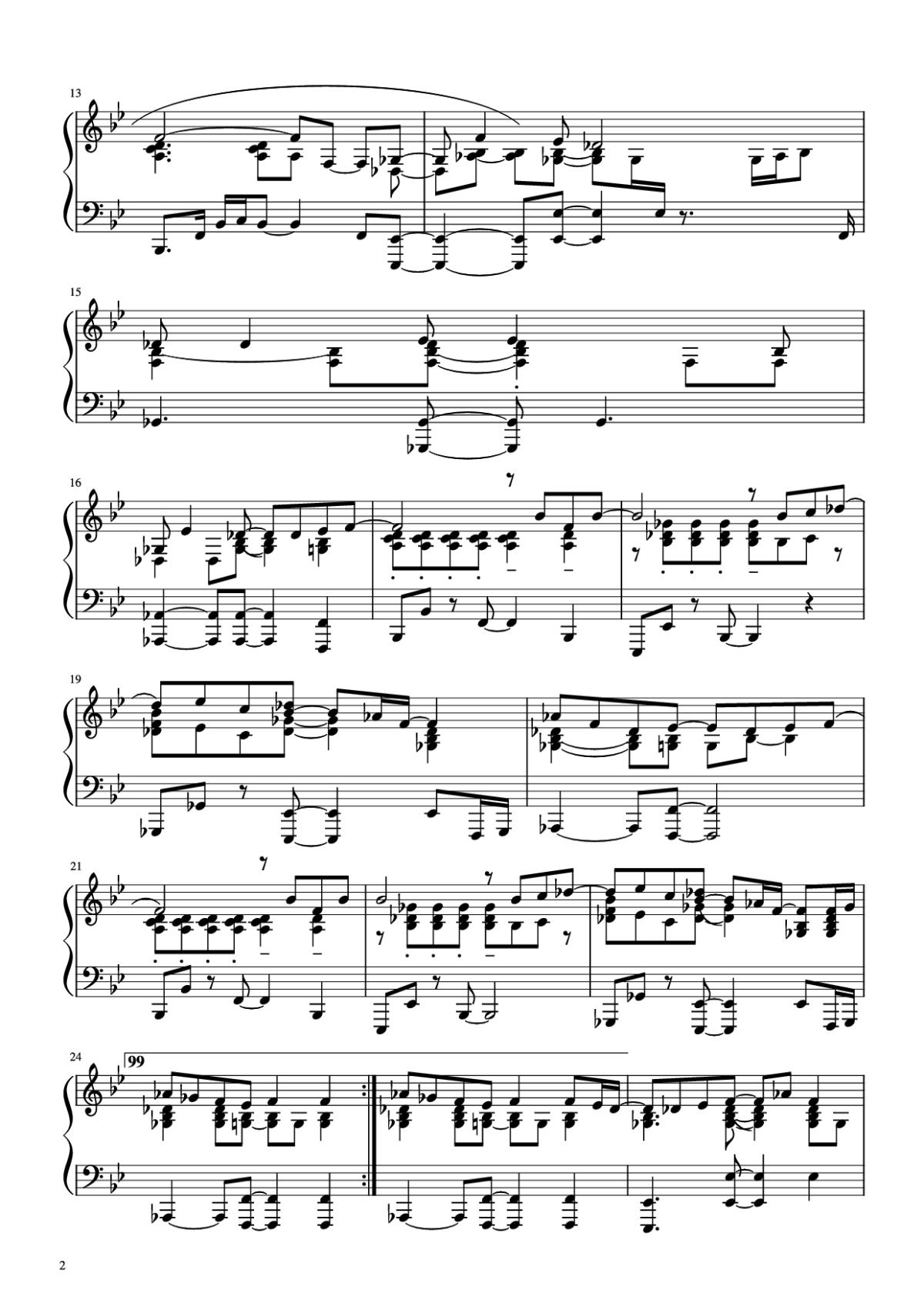 Page 2 of the piano sheet music PDF Piano – Sweet Love Piano by Anita Baker/Louis Johnson/Gary Bias