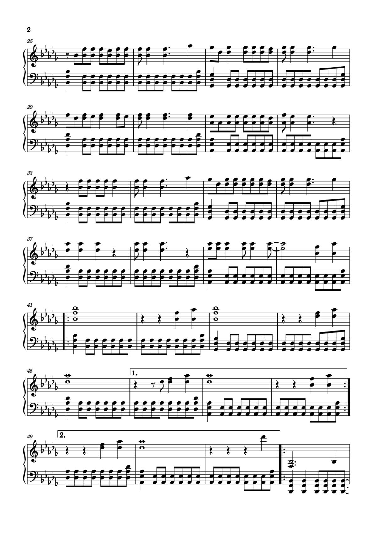 Page 2 of the piano sheet music PDF Piano – The Kids Aren