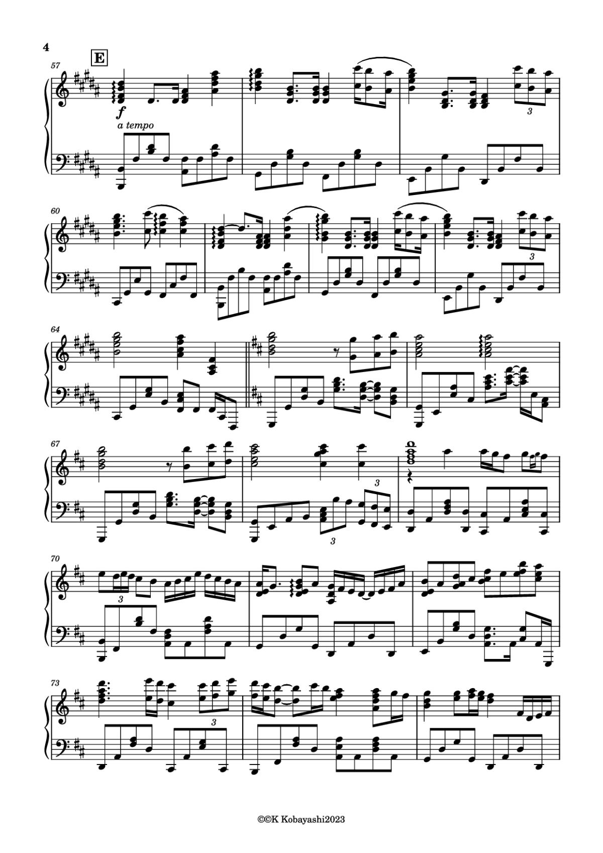 Page 4 of the piano sheet music PDF Piano – Endless Rain Piano by Composer:YOSHIKI