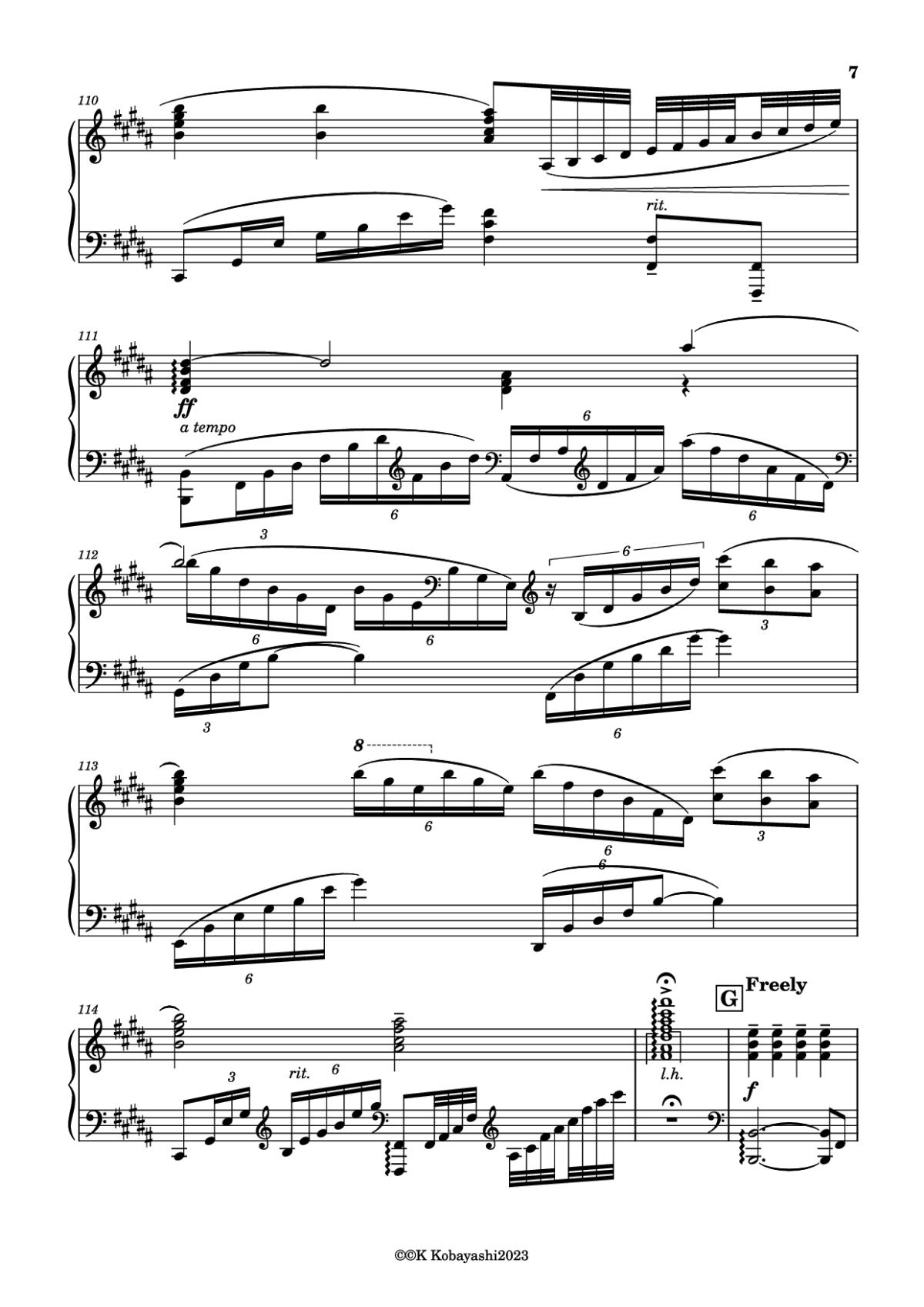 Page 7 of the piano sheet music PDF Piano – Endless Rain Piano by Composer:YOSHIKI
