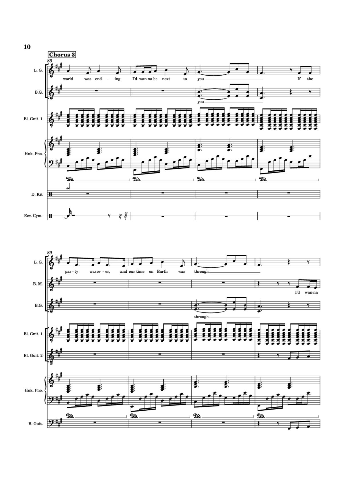 Page 10 of the piano sheet music PDF Piano Guitar Tab – Die With A Smile Piano by Arr. Keilani Bolhuis