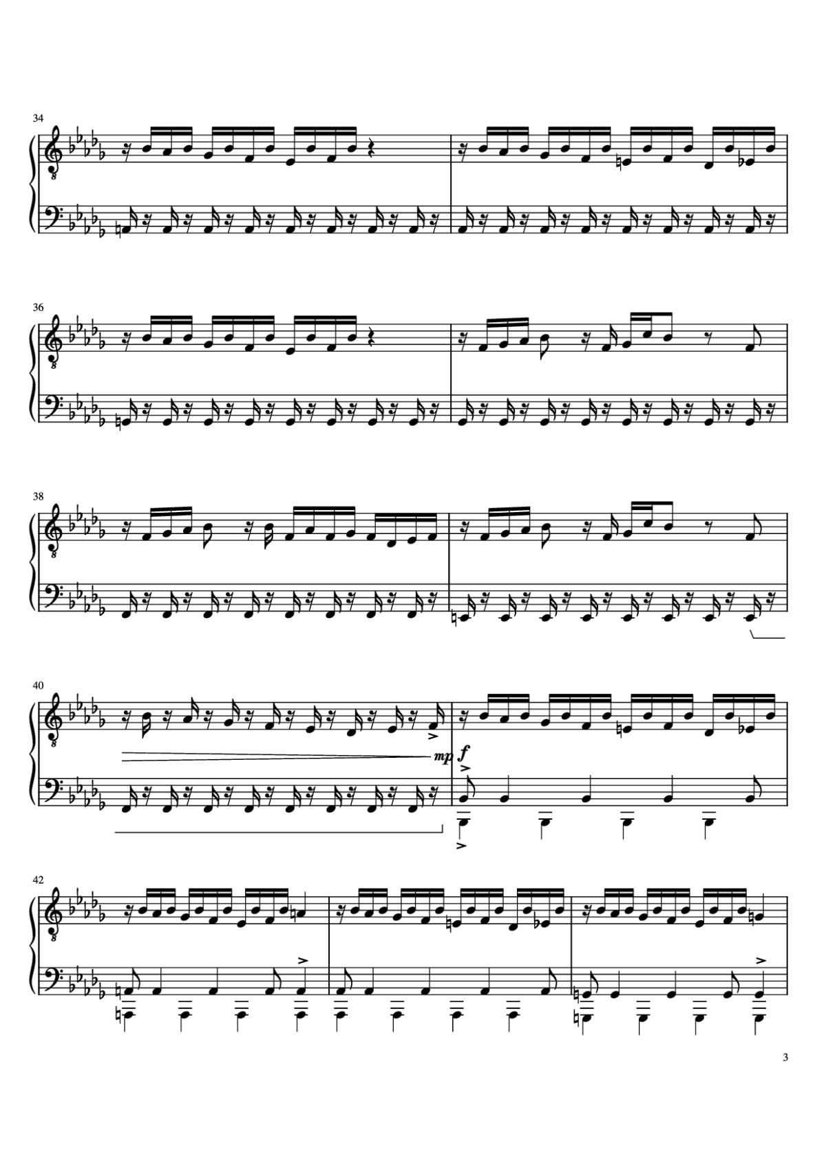 Page 3 of the piano sheet music PDF Piano – Castle Vein Piano by Heaven Pierce Her - Hakita